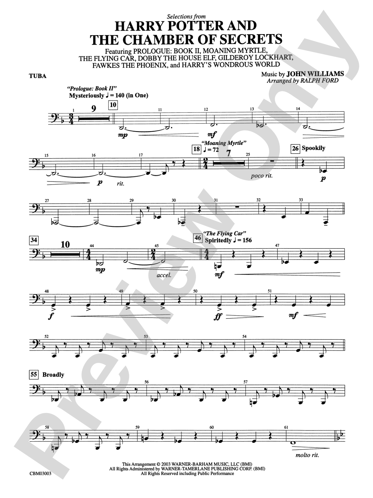 Harry Potter and the Chamber of Secrets, Selections from: Tuba