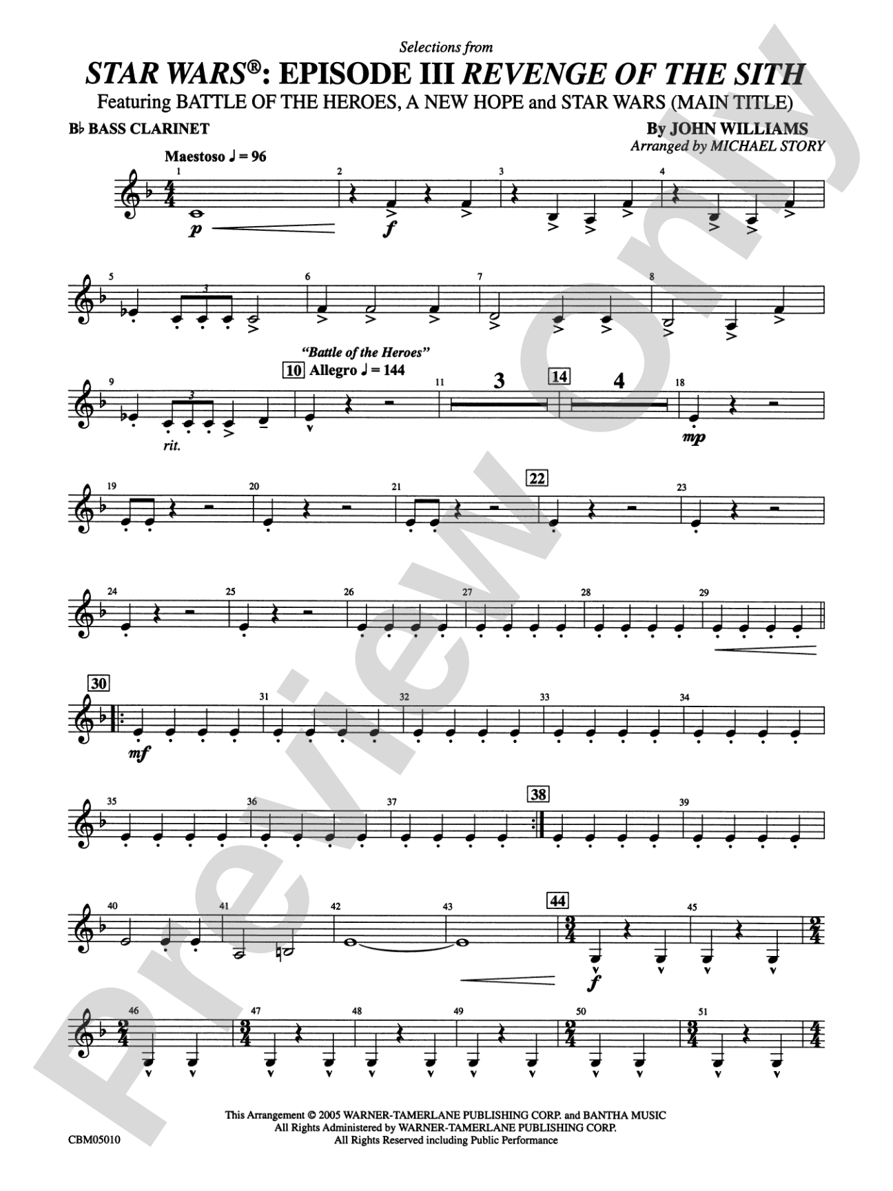 Star Wars®: Episode III Revenge of the Sith: B-flat Bass Clarinet