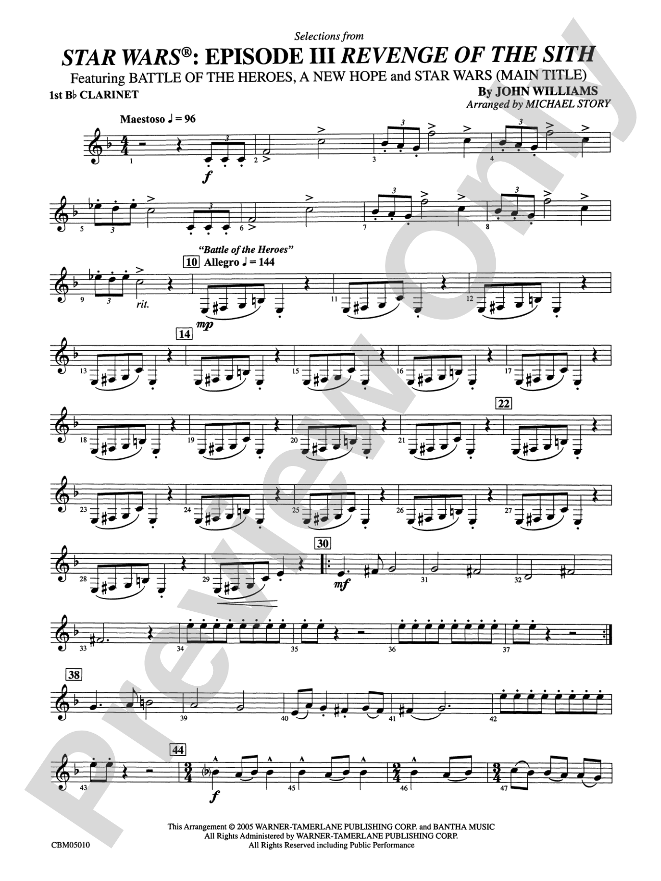 Star Wars®: Episode III Revenge of the Sith: 1st B-flat Clarinet