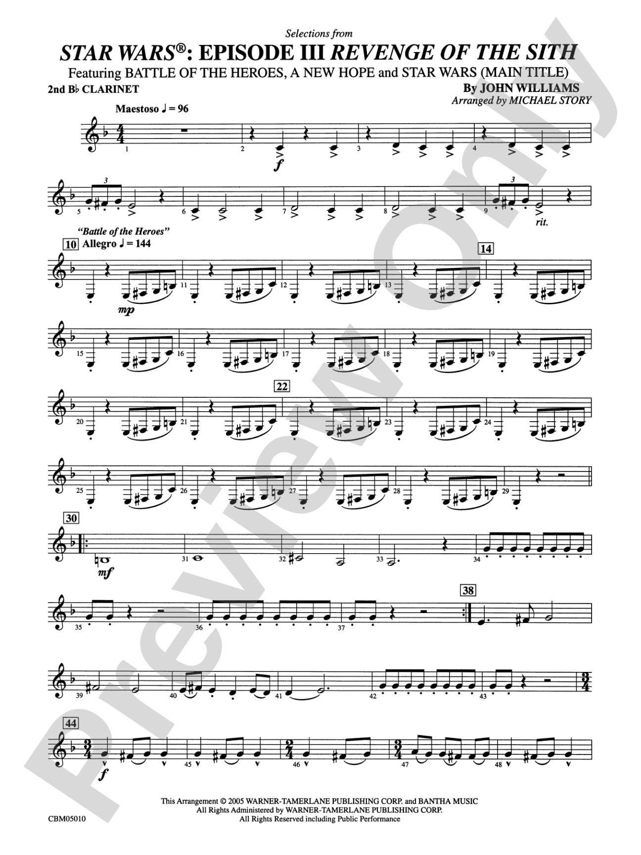 Star Wars®: Episode III Revenge of the Sith: 2nd B-flat Clarinet