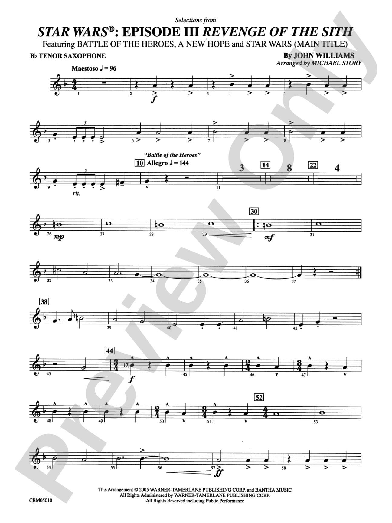Star Wars®: Episode III Revenge of the Sith: B-flat Tenor Saxophone