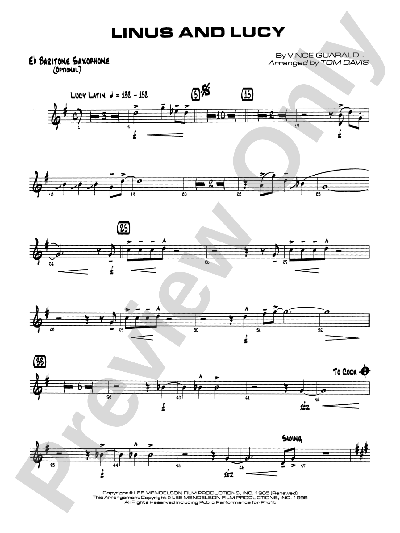 Linus and Lucy: E-flat Baritone Saxophone