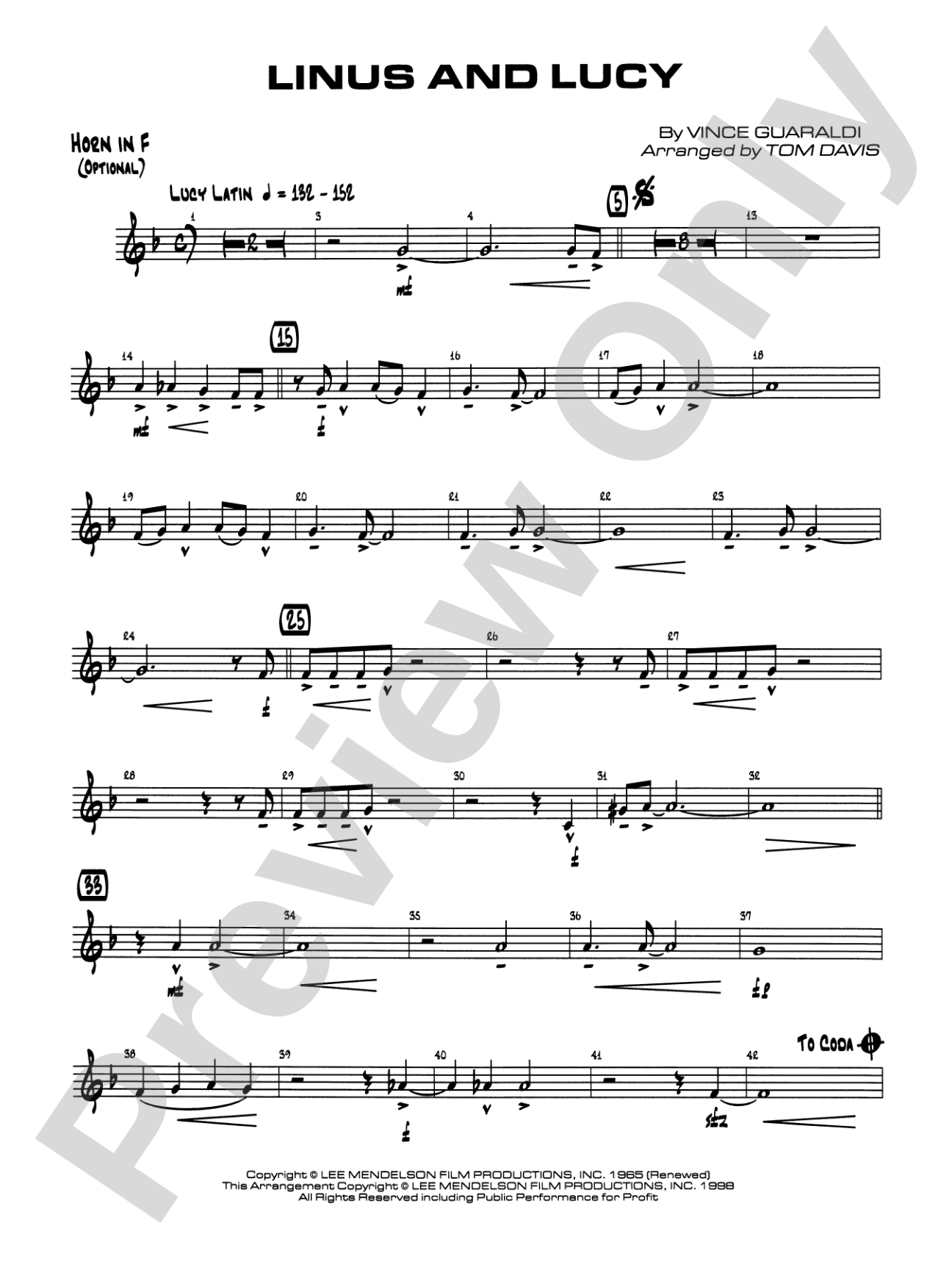 Linus and Lucy: 1st F Horn