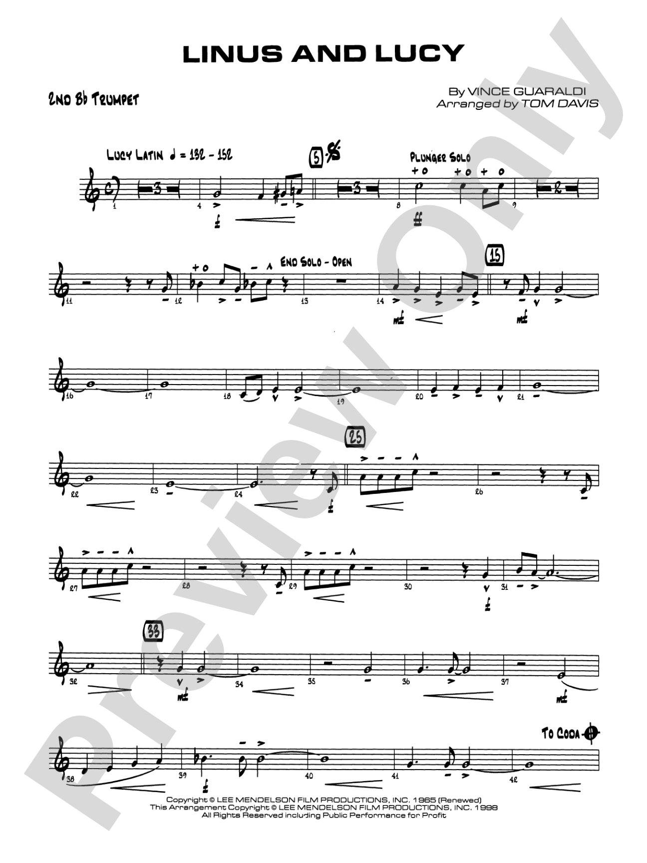 Linus and Lucy: 2nd B-flat Trumpet