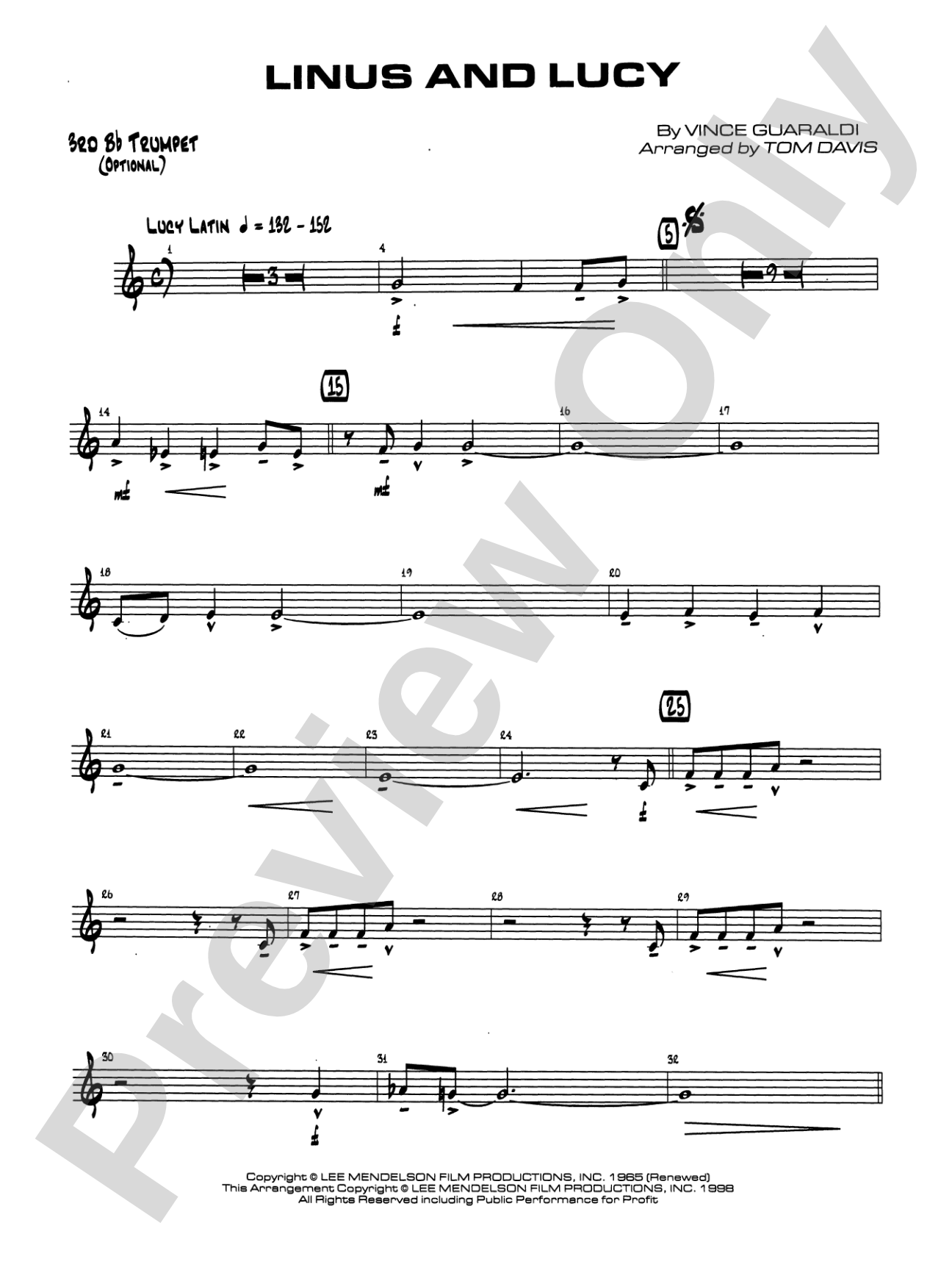 Linus and Lucy: 3rd B-flat Trumpet