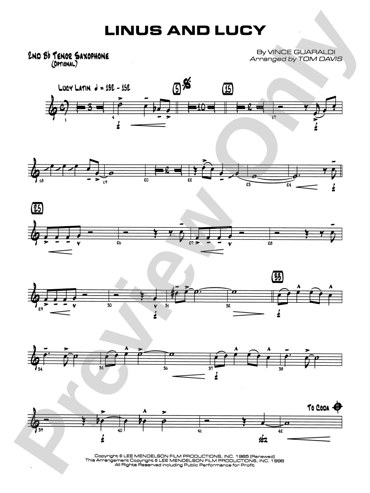 Linus and Lucy: 2nd B-flat Tenor Saxophone