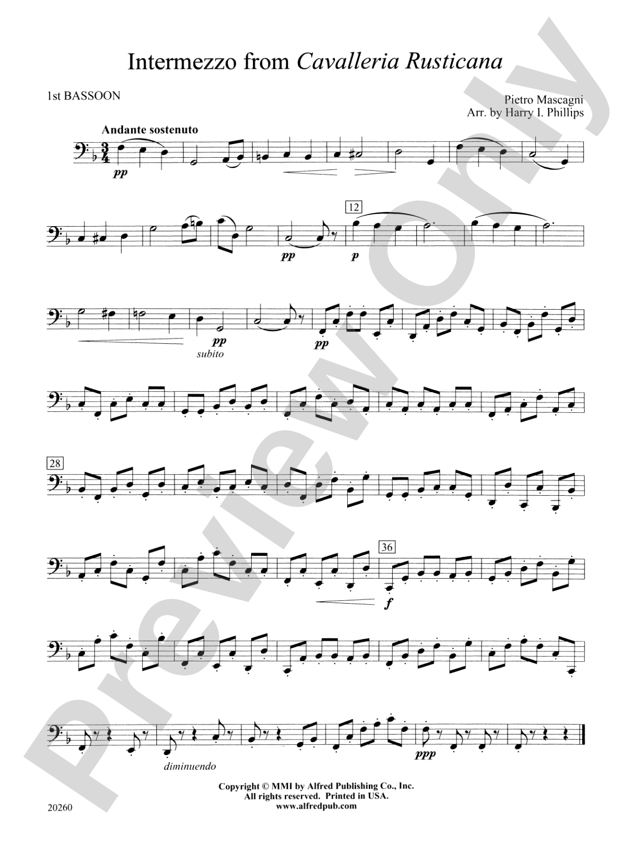 Intermezzo from Cavalleria Rusticana: Bassoon