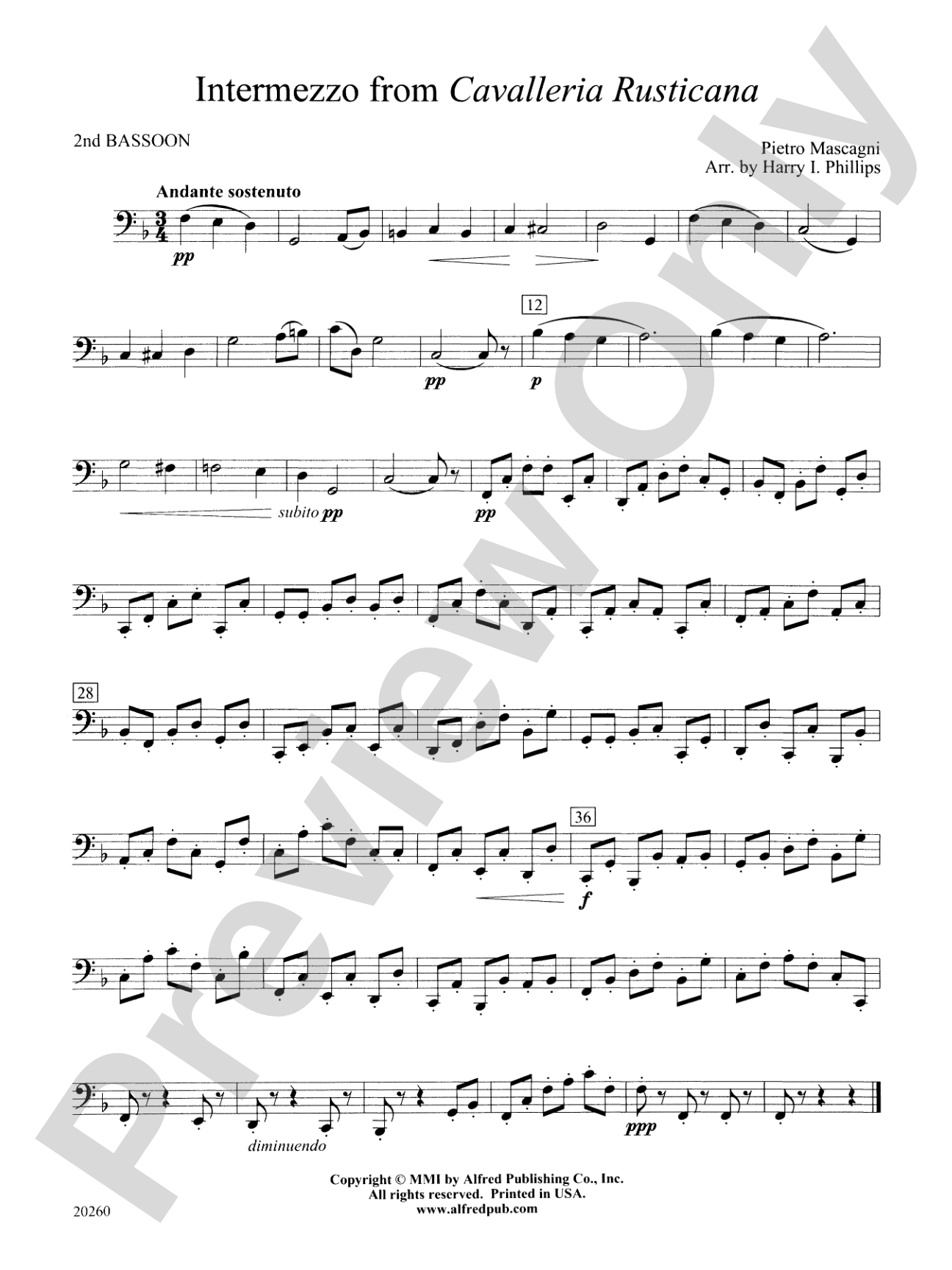 Intermezzo from Cavalleria Rusticana: 2nd Bassoon