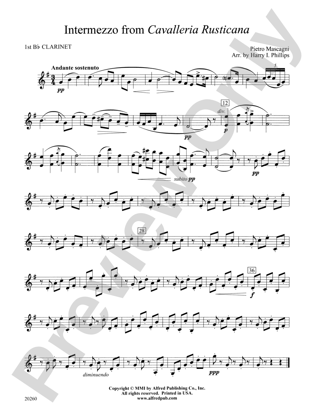 Intermezzo from Cavalleria Rusticana: 1st B-flat Clarinet