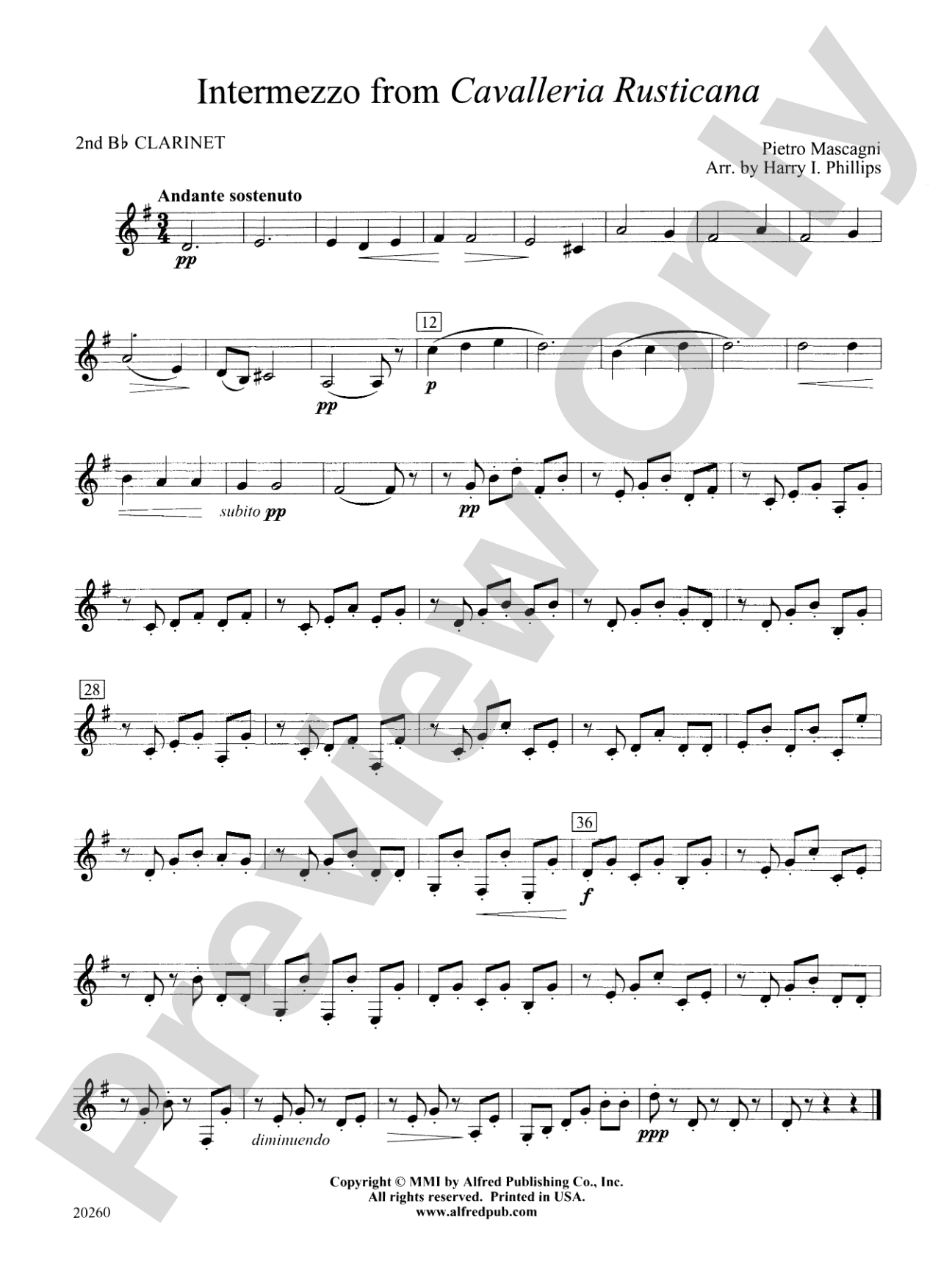 Intermezzo from Cavalleria Rusticana: 2nd B-flat Clarinet