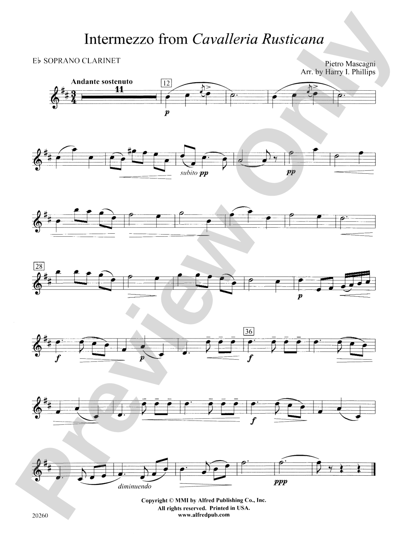 Intermezzo from Cavalleria Rusticana: E-flat Soprano Clarinet