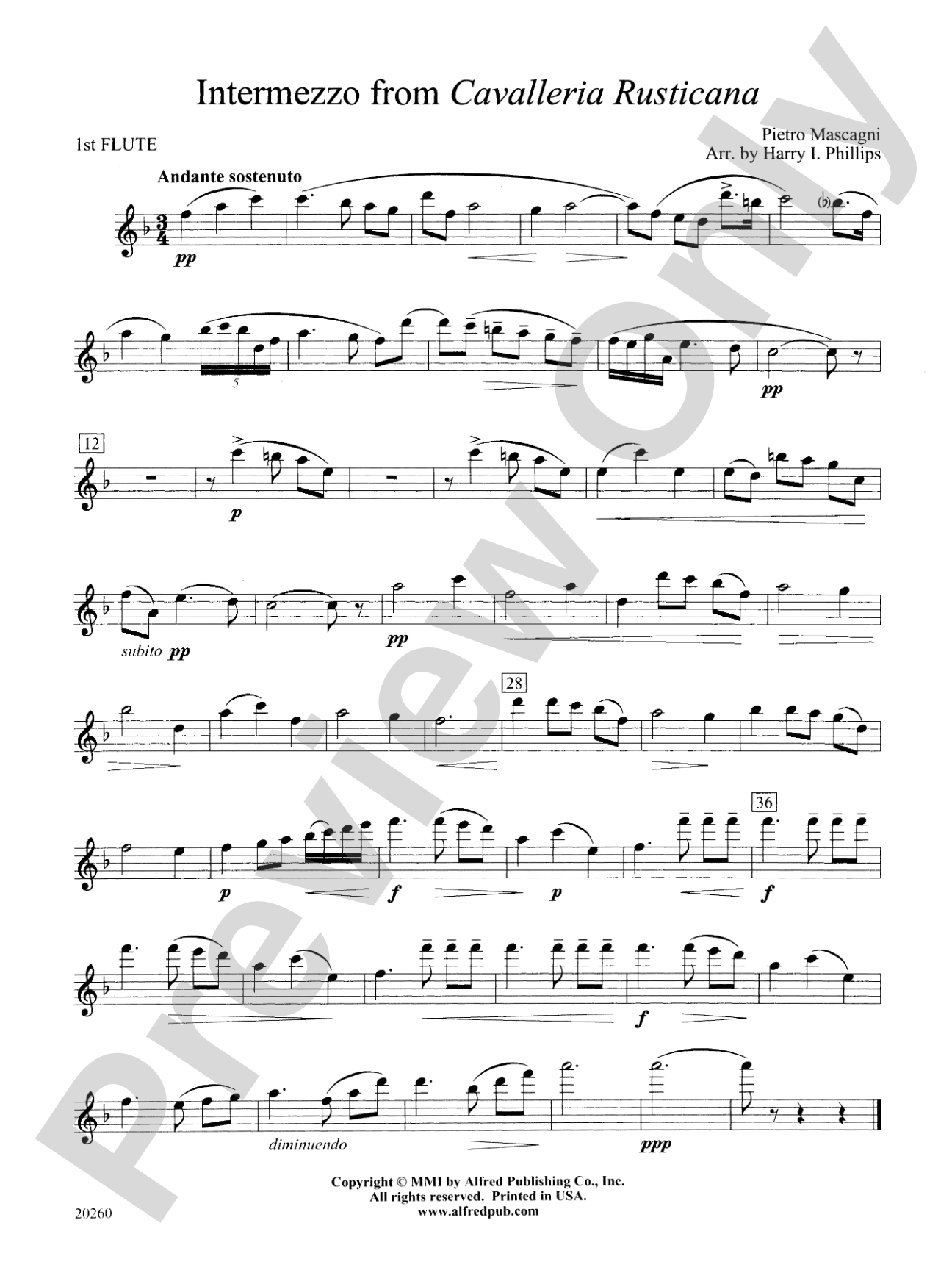 Intermezzo from Cavalleria Rusticana: Flute