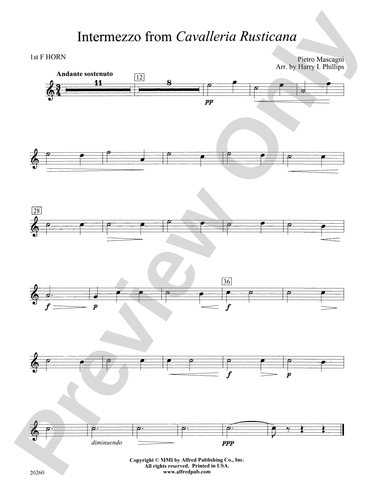Intermezzo from Cavalleria Rusticana: 1st F Horn