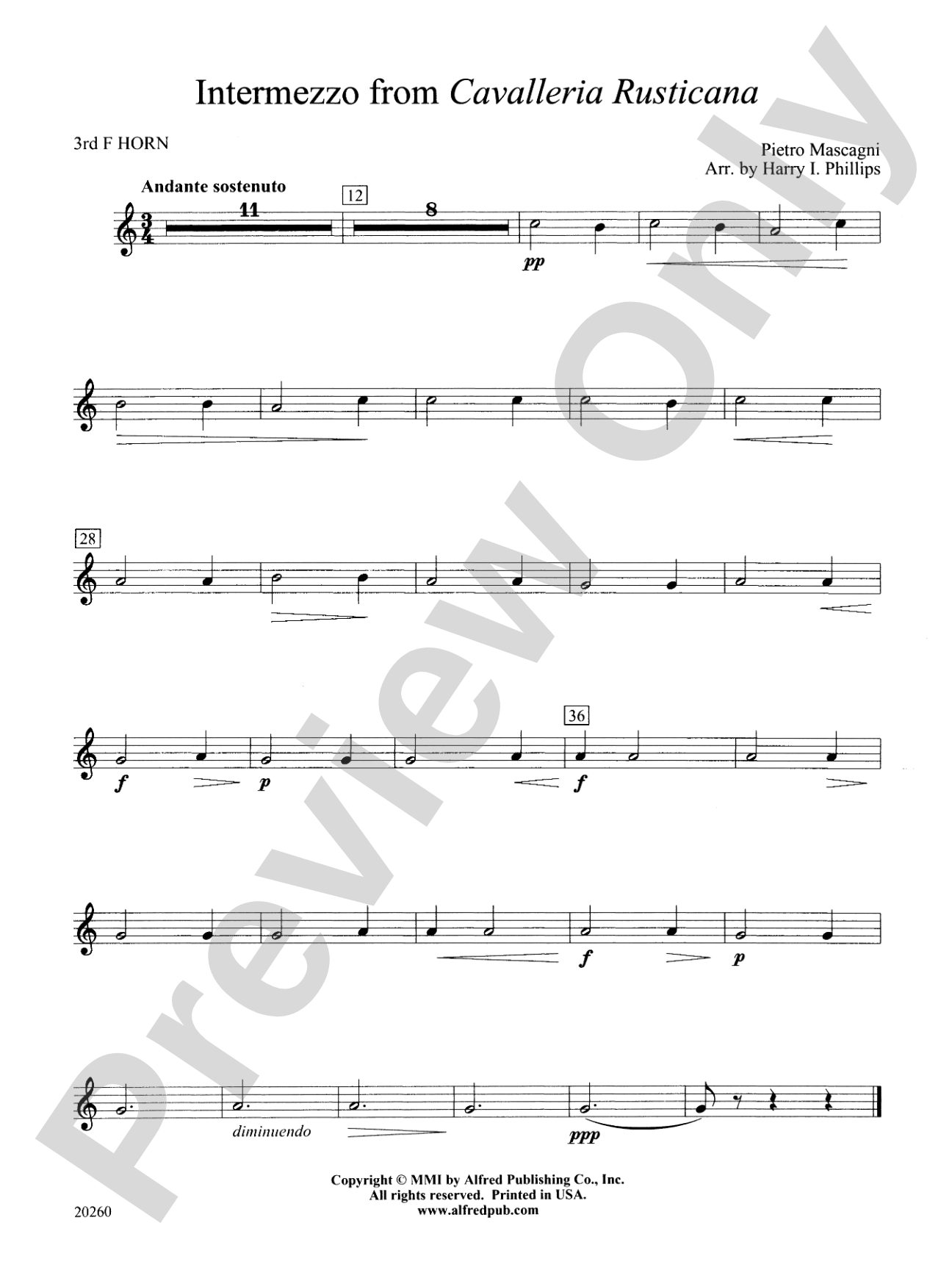 Intermezzo from Cavalleria Rusticana: 3rd F Horn