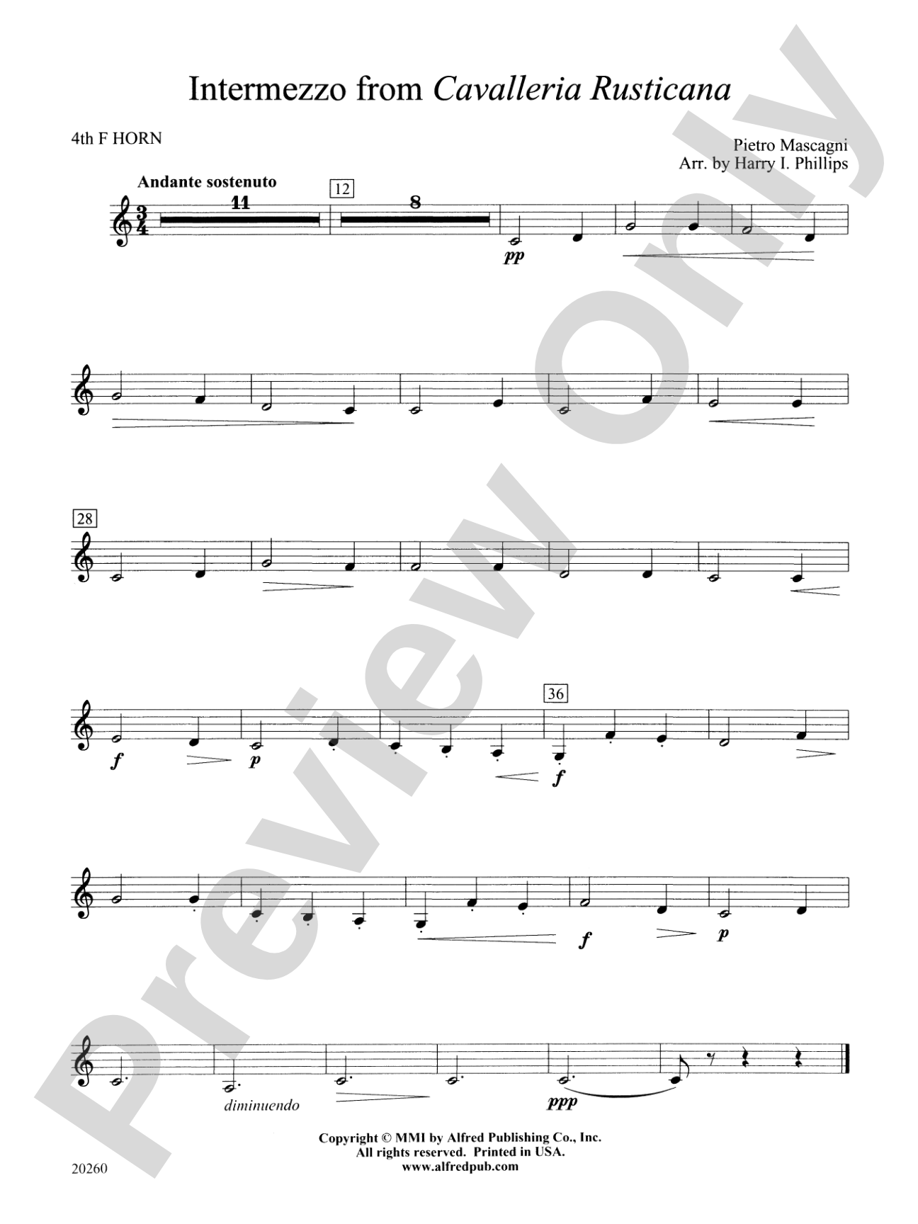 Intermezzo from Cavalleria Rusticana: 4th F Horn