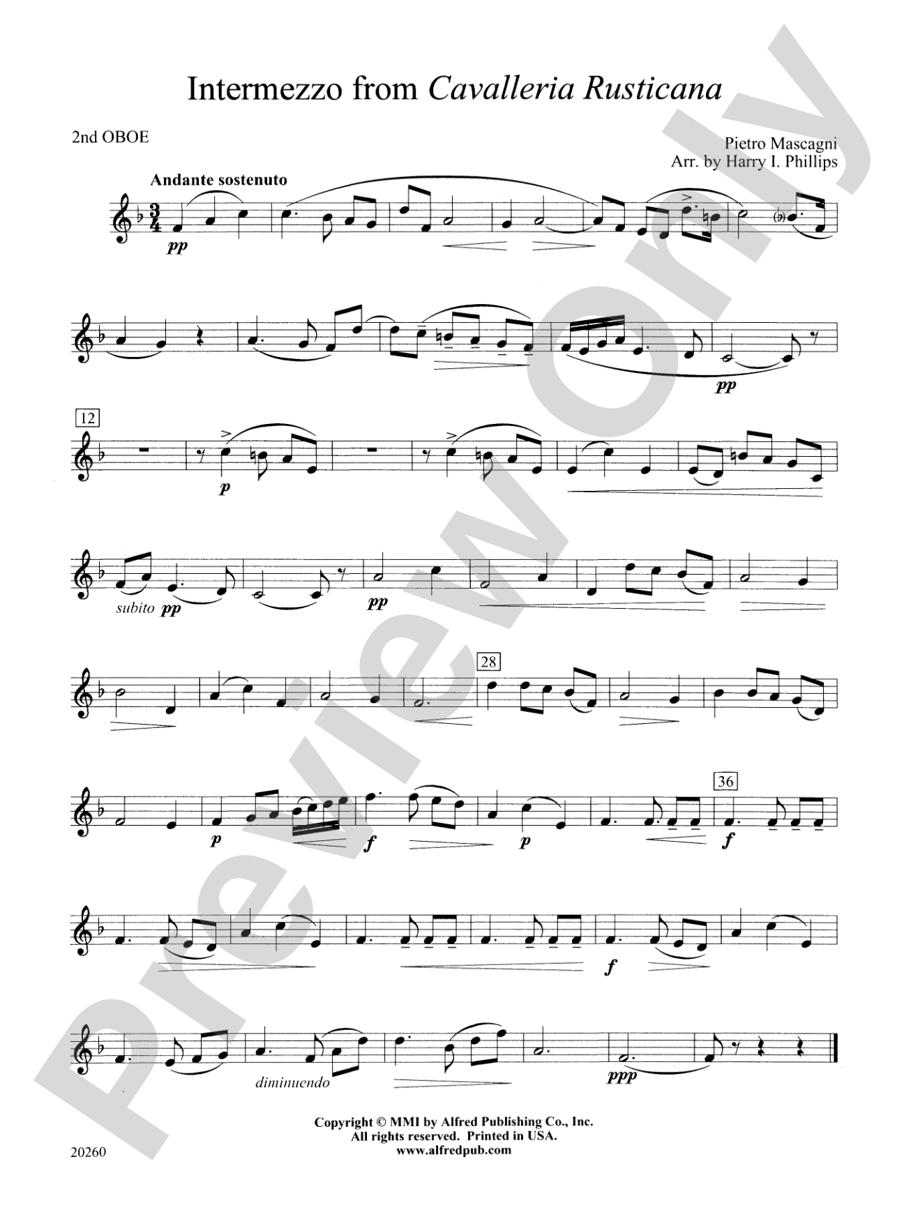 Intermezzo from Cavalleria Rusticana: 2nd Oboe