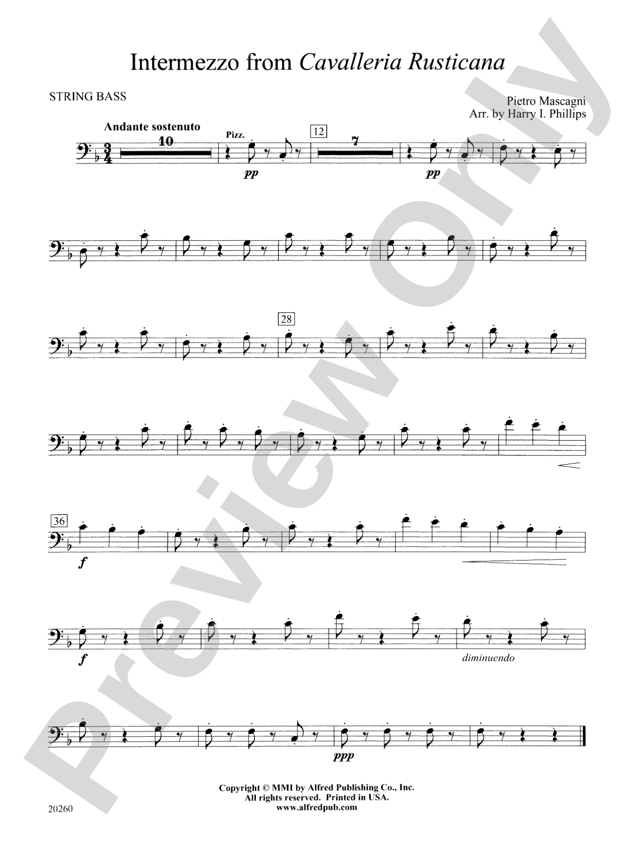 Intermezzo from Cavalleria Rusticana: String Bass