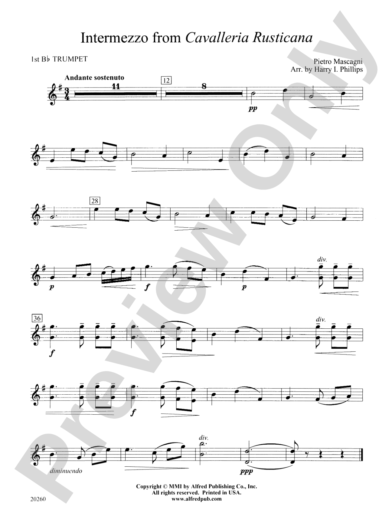 Intermezzo from Cavalleria Rusticana: 1st B-flat Trumpet