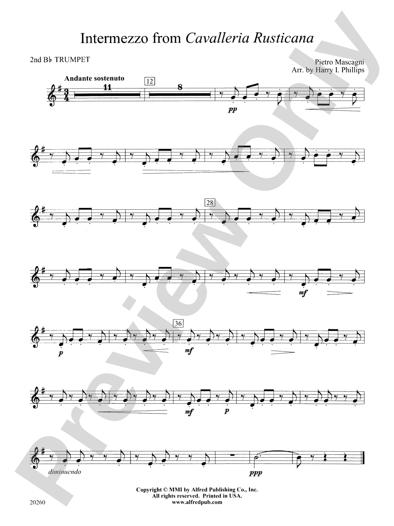 Intermezzo from Cavalleria Rusticana: 2nd B-flat Trumpet