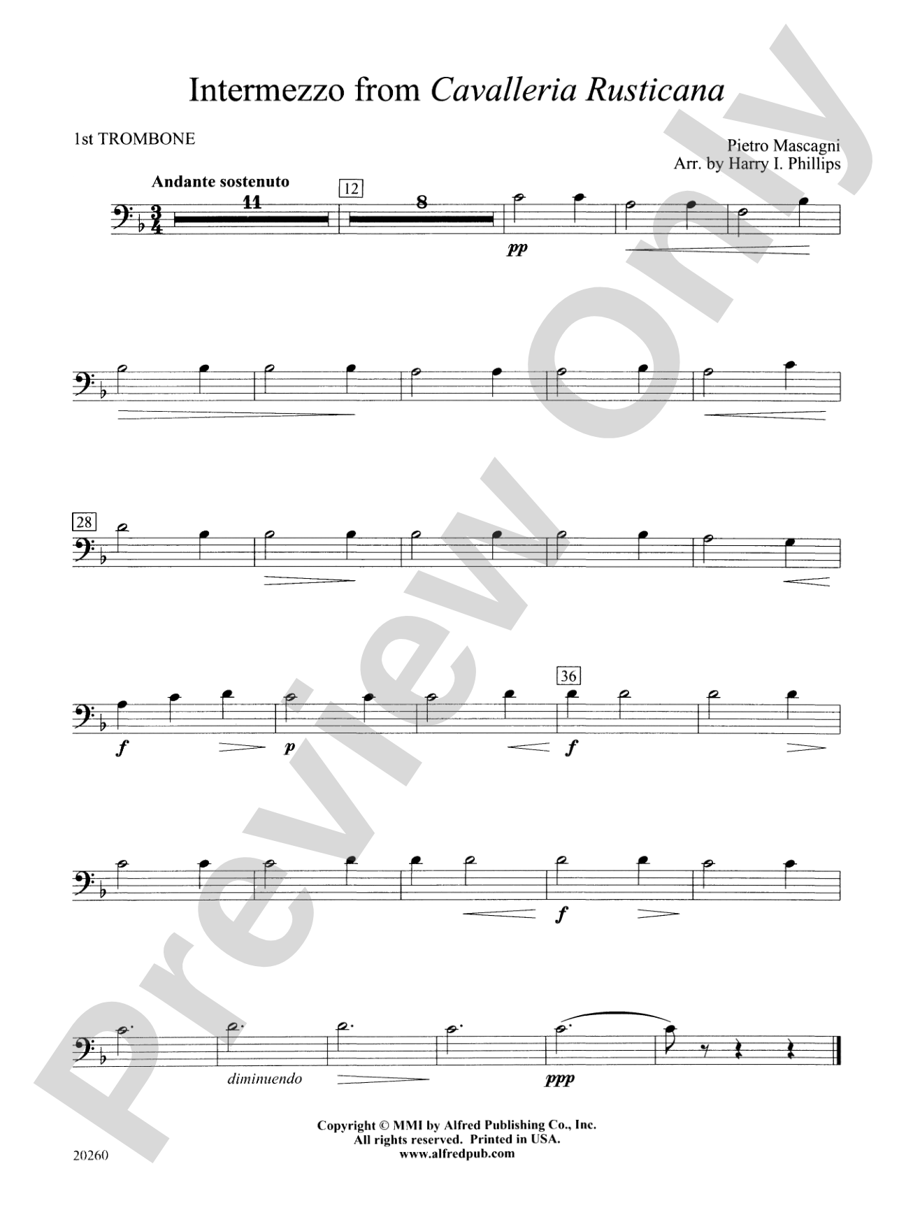 Intermezzo from Cavalleria Rusticana: 1st Trombone