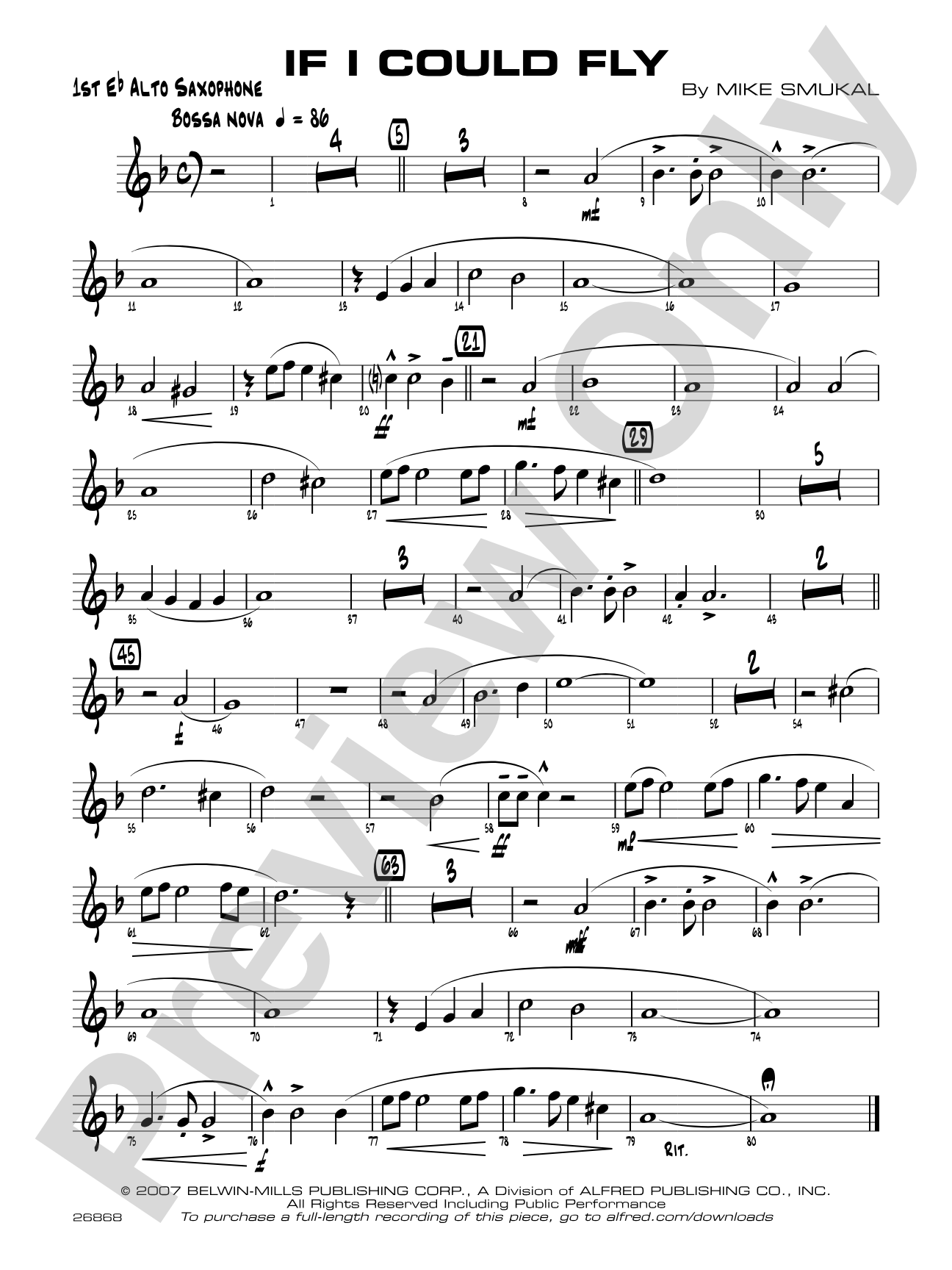 If I Could Fly: E-flat Alto Saxophone