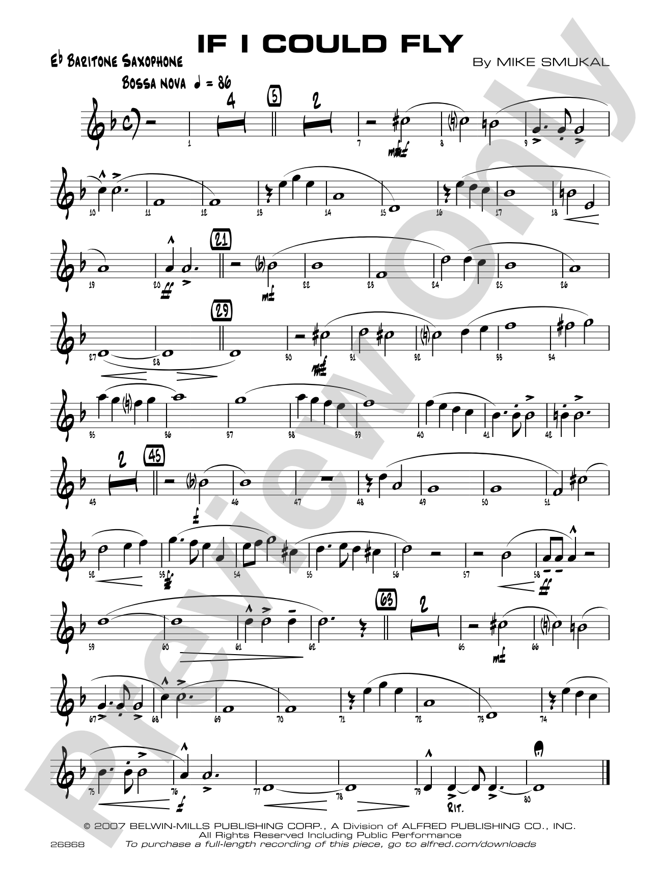 If I Could Fly: E-flat Baritone Saxophone