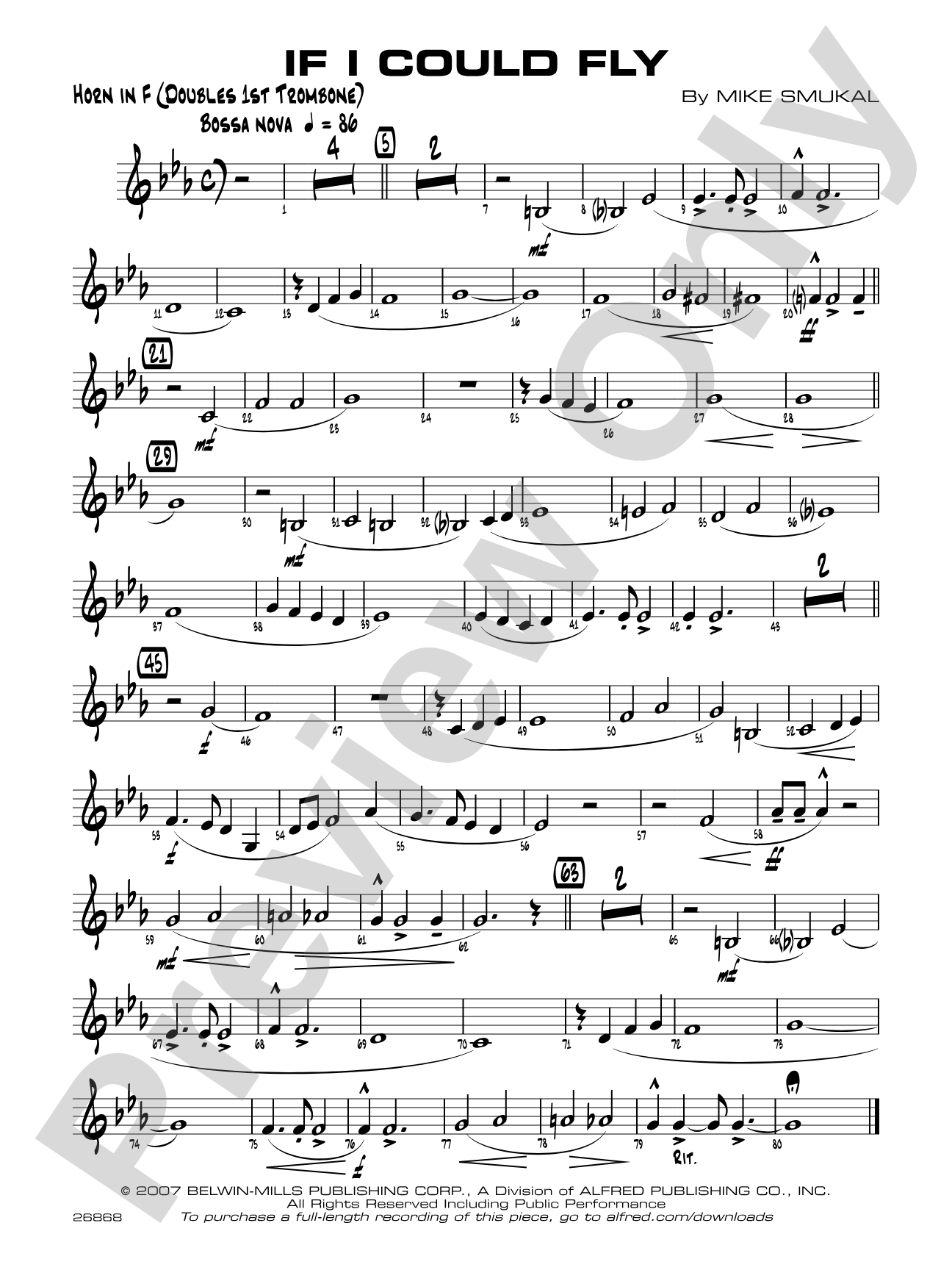 If I Could Fly: 1st F Horn