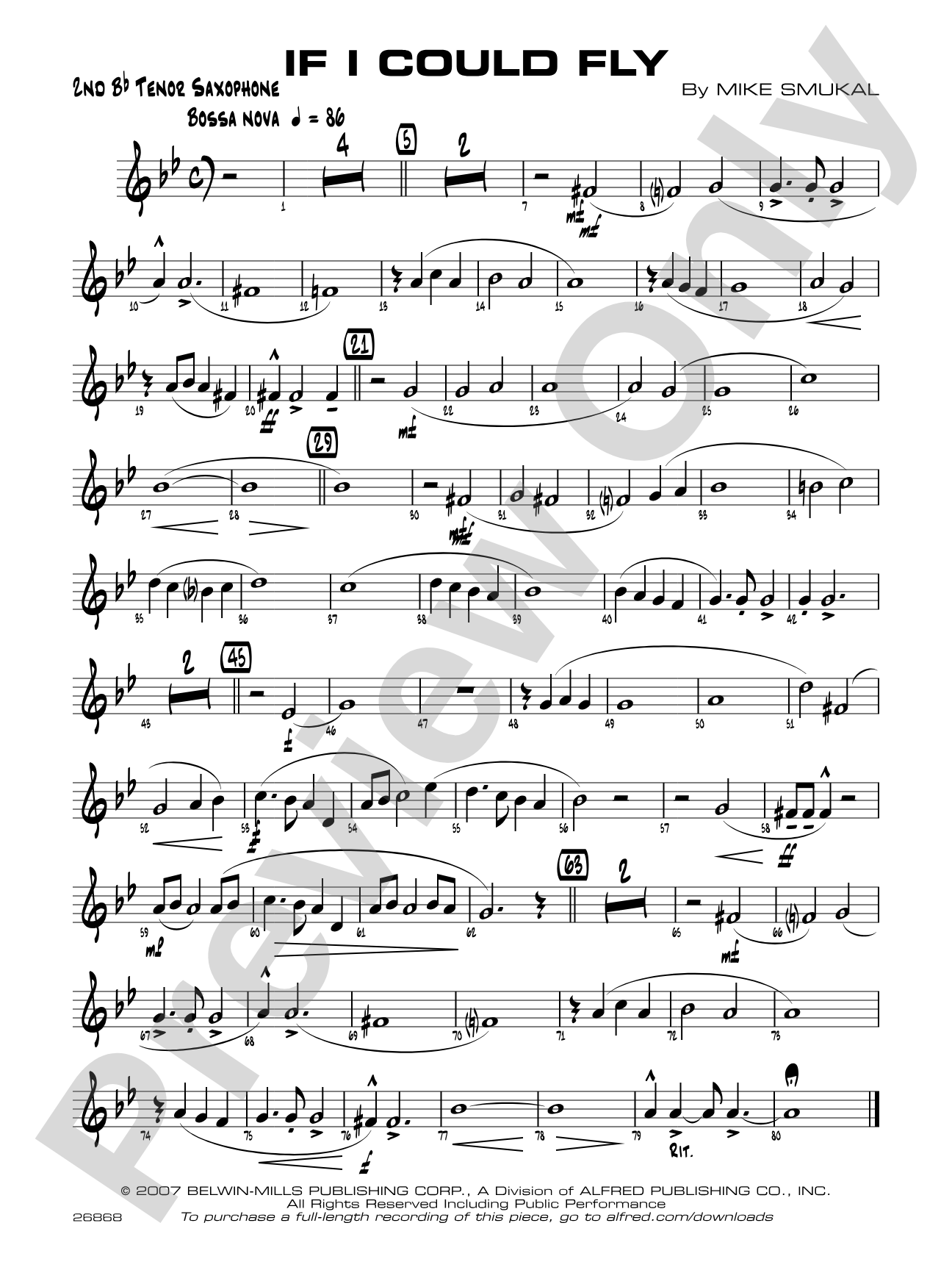 If I Could Fly: 2nd B-flat Tenor Saxophone