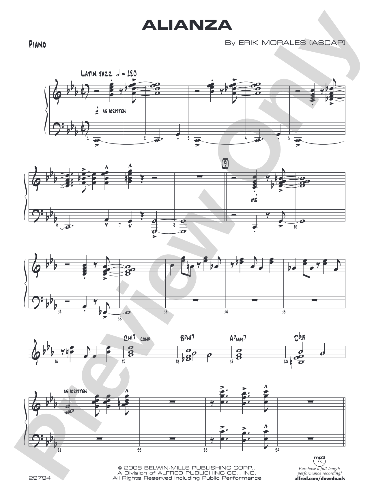 Alianza: Piano Accompaniment