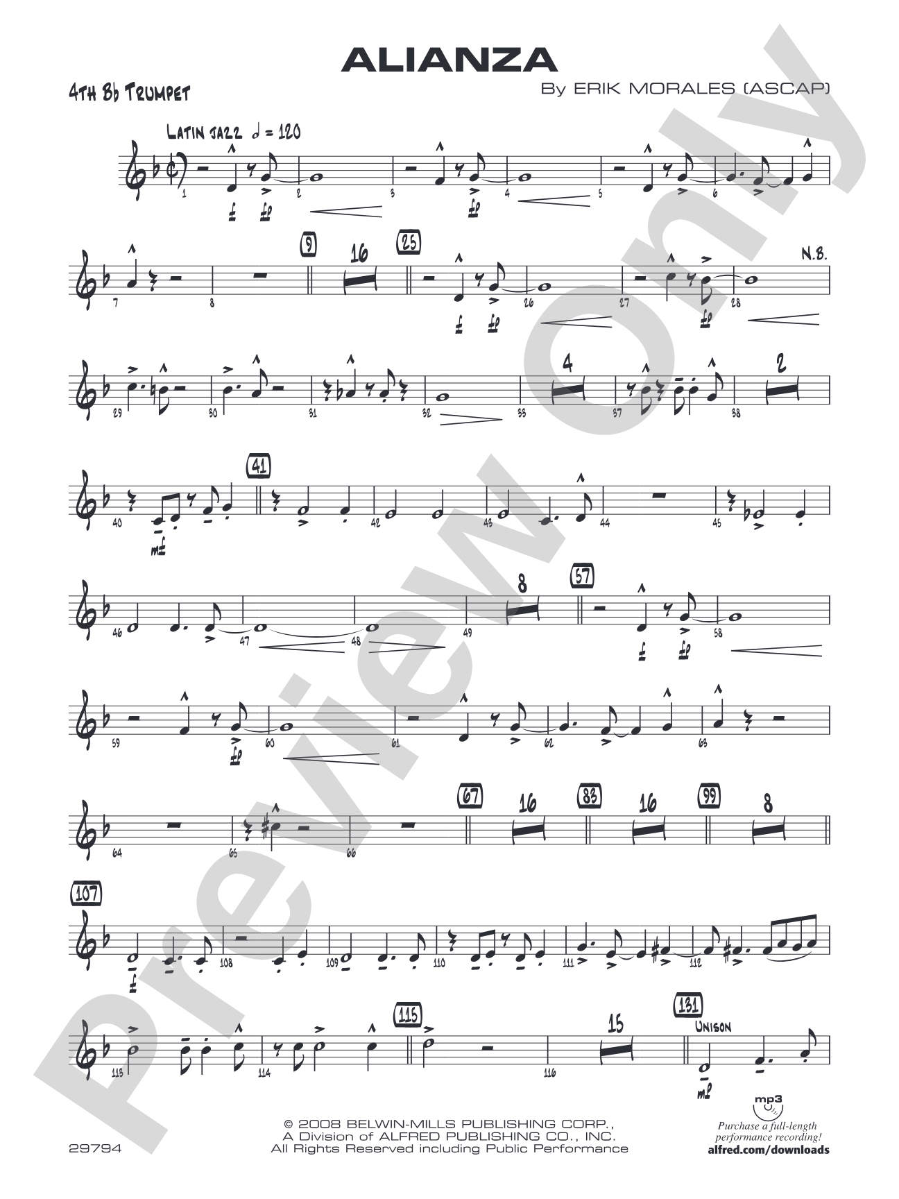 Alianza: 4th B-flat Trumpet
