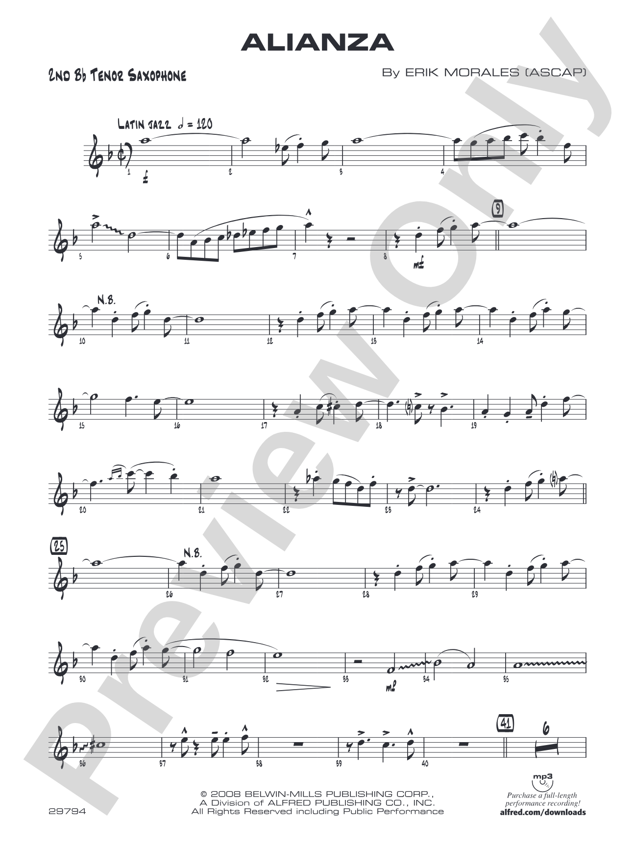 Alianza: 2nd B-flat Tenor Saxophone