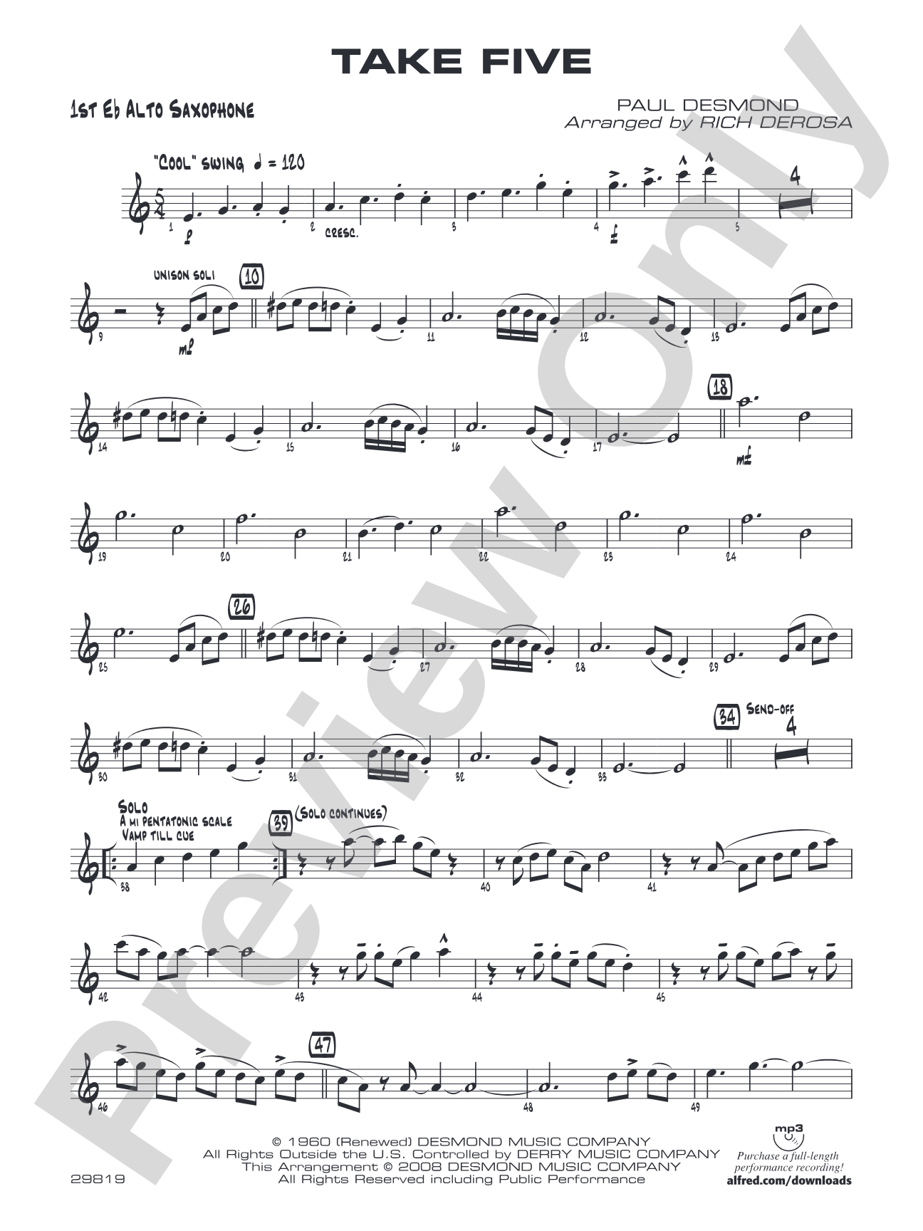 Take Five: E-flat Alto Saxophone