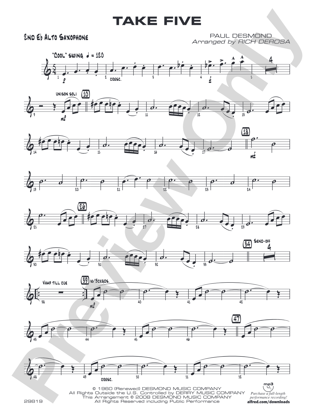 Take Five: 2nd E-flat Alto Saxophone