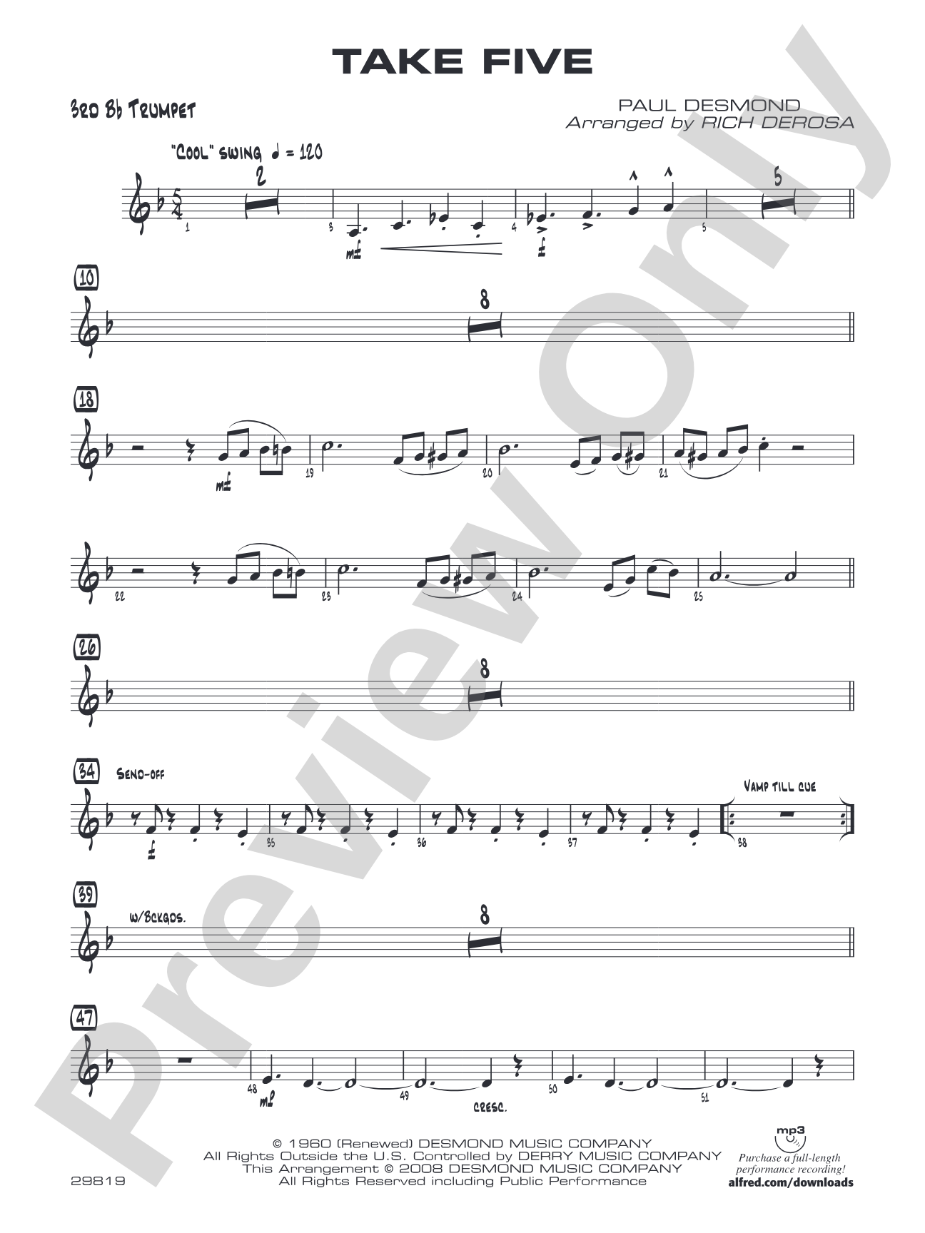Take Five: 3rd B-flat Trumpet