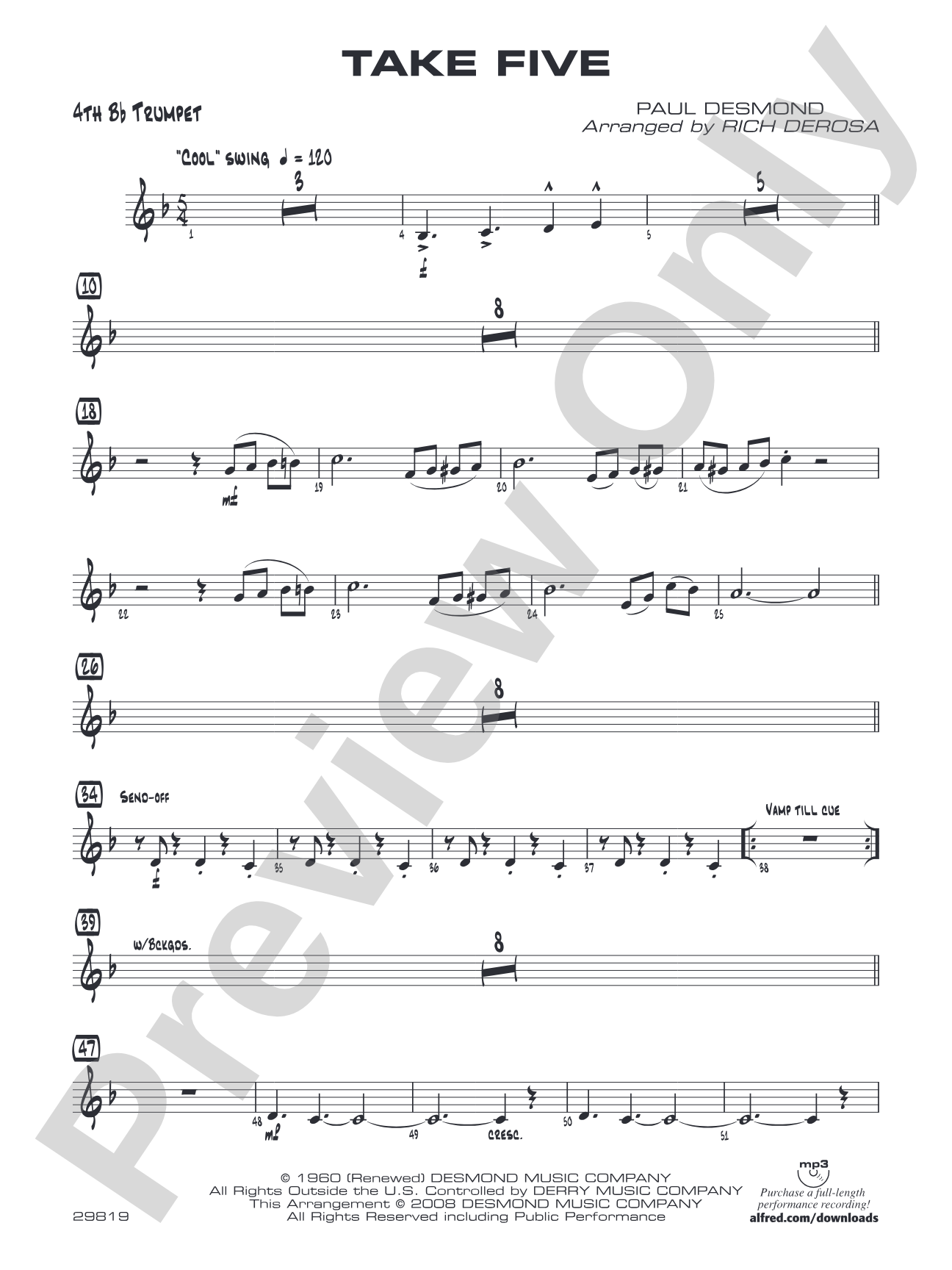 Take Five: 4th B-flat Trumpet