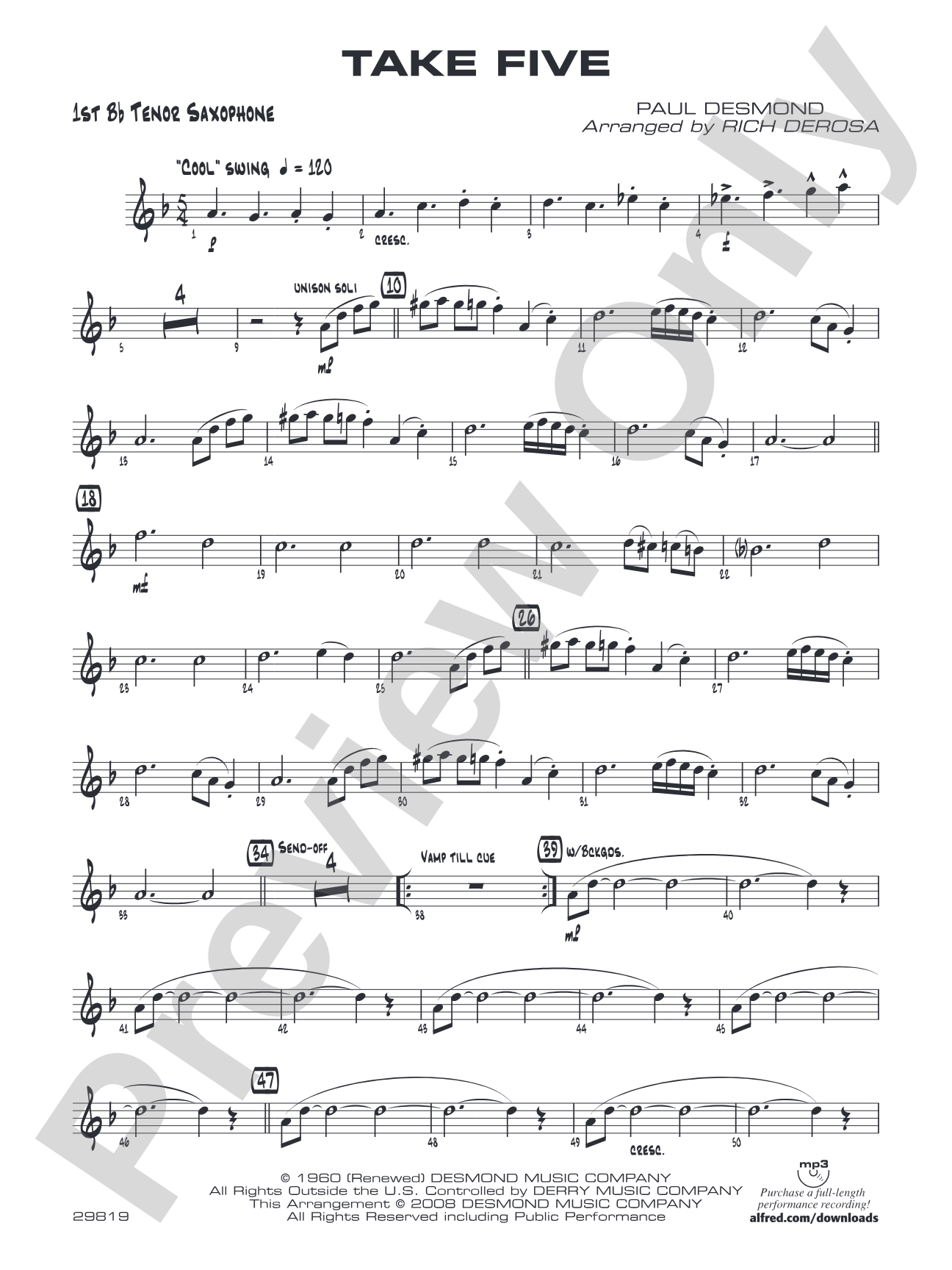 Take Five: B-flat Tenor Saxophone