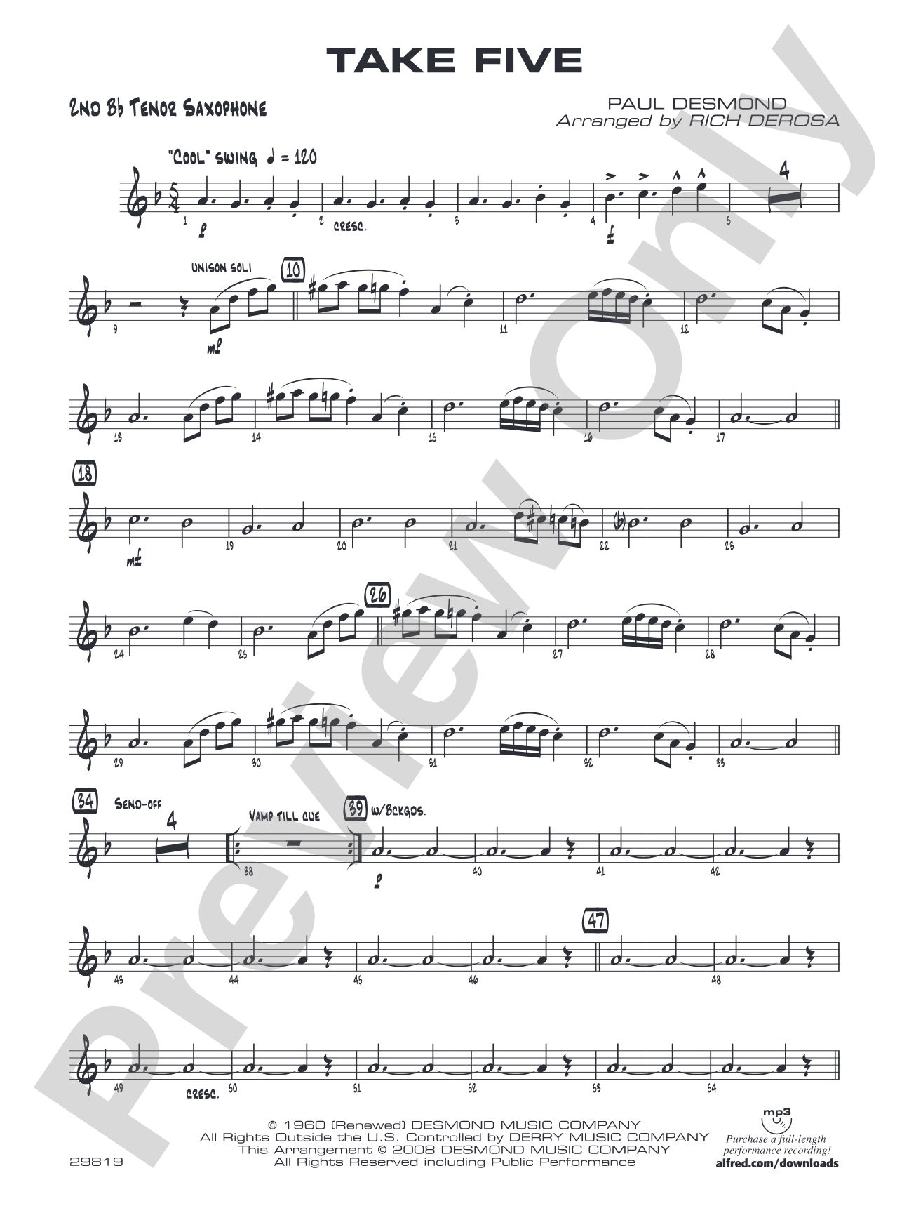 Take Five: 2nd B-flat Tenor Saxophone