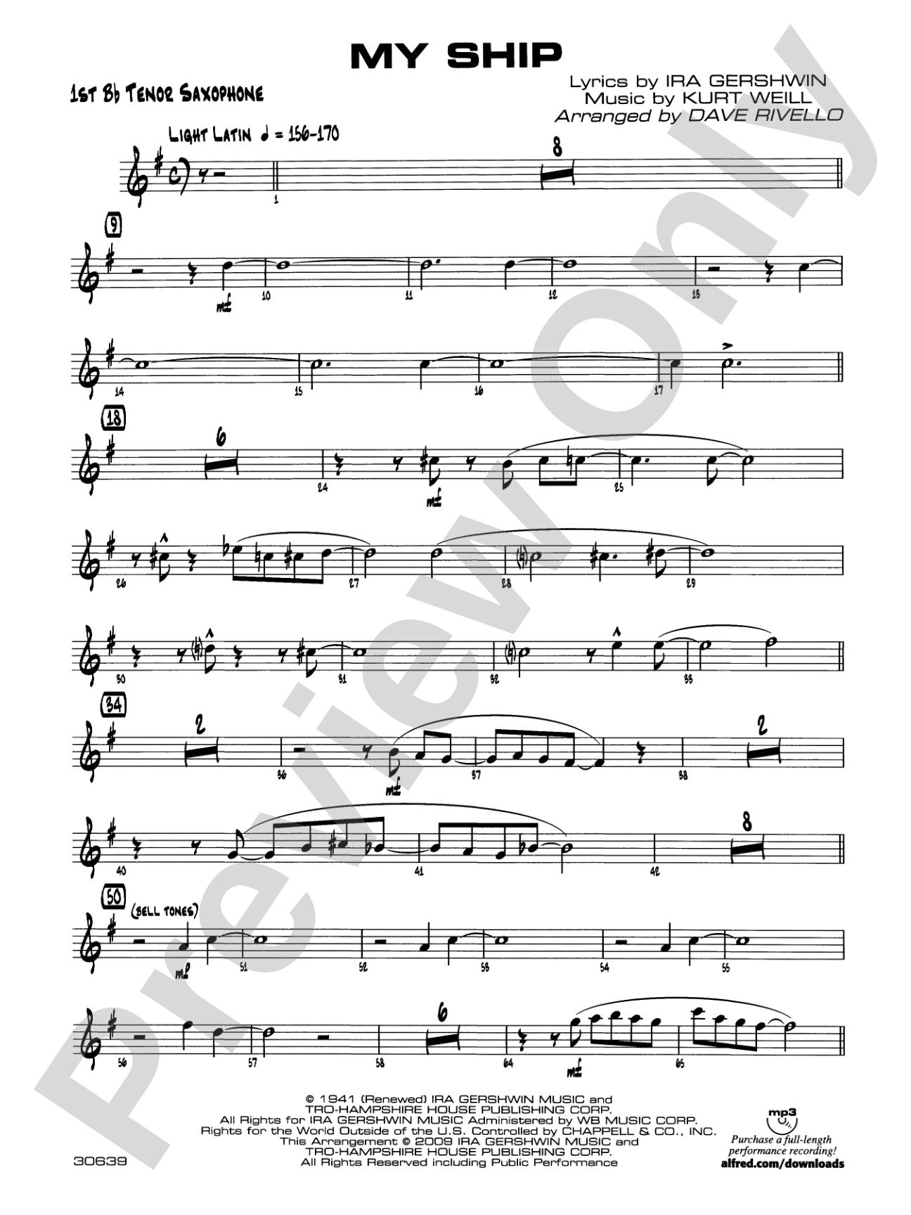 My Ship: B-flat Tenor Saxophone