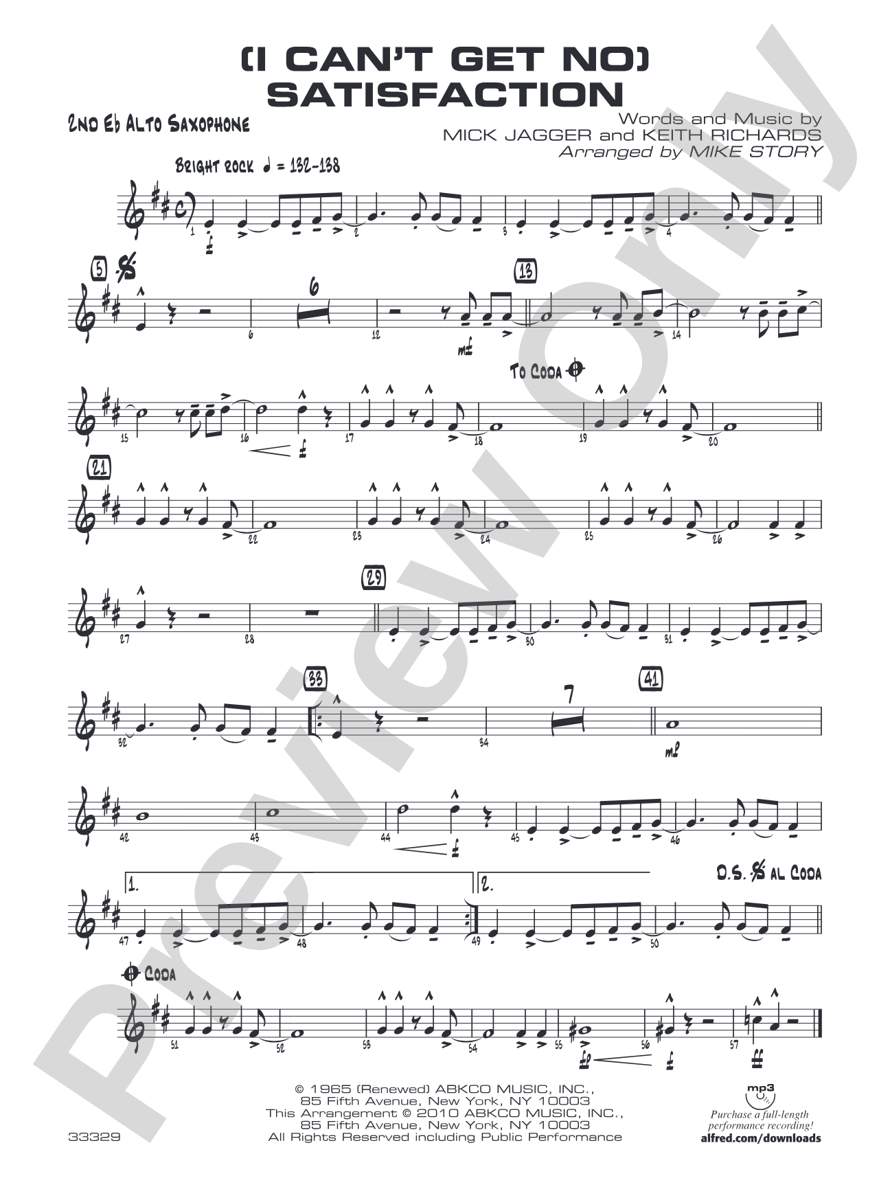 (I Can't Get No) Satisfaction: 2nd E-flat Alto Saxophone