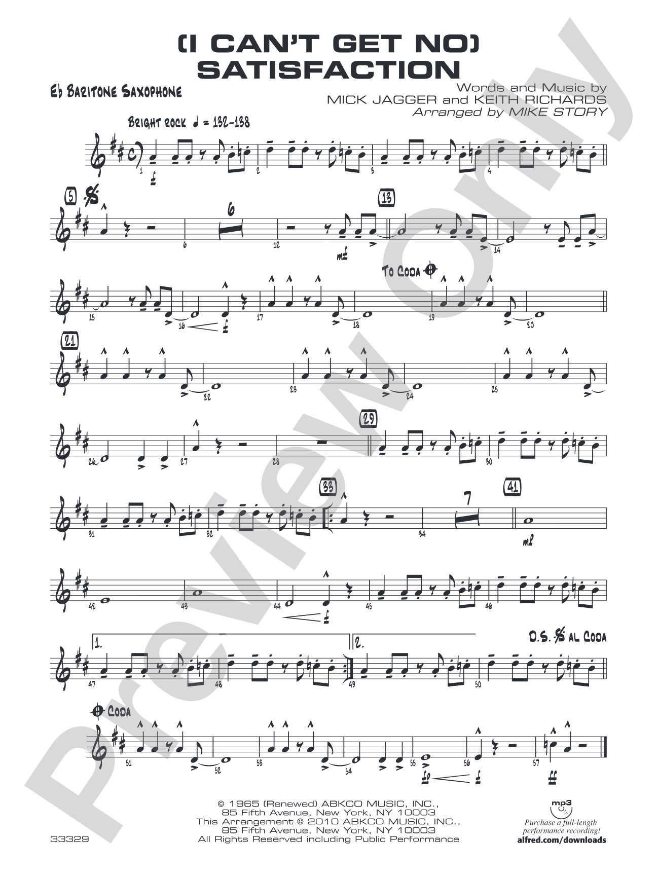 (I Can't Get No) Satisfaction: E-flat Baritone Saxophone