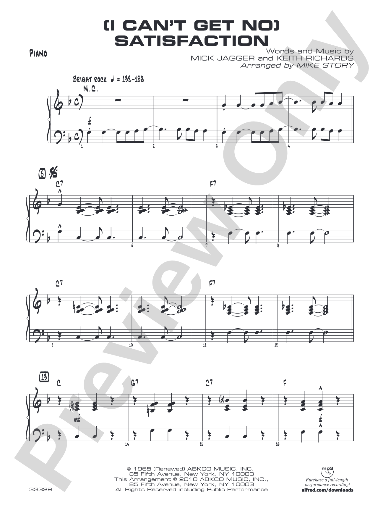 (I Can't Get No) Satisfaction: Piano Accompaniment