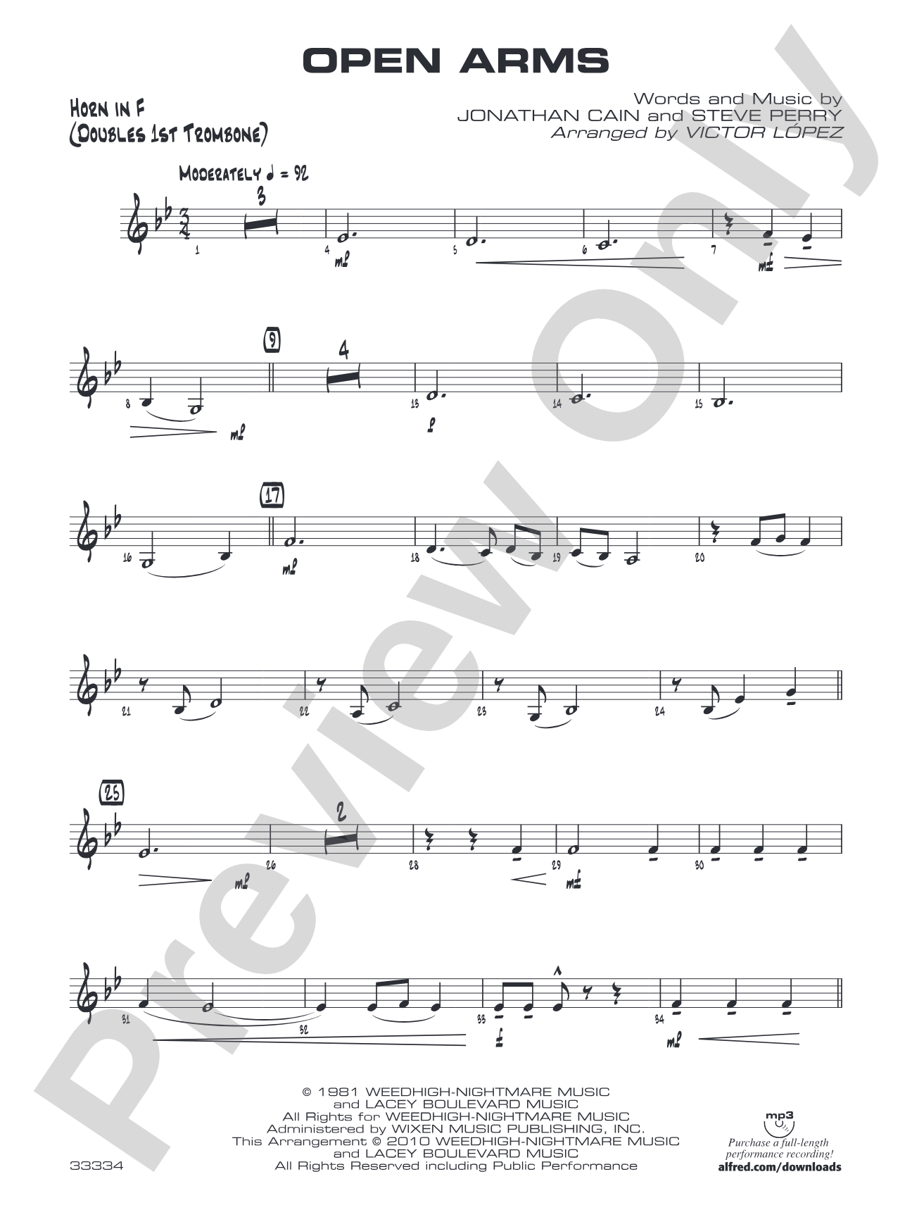 Open Arms: 1st F Horn