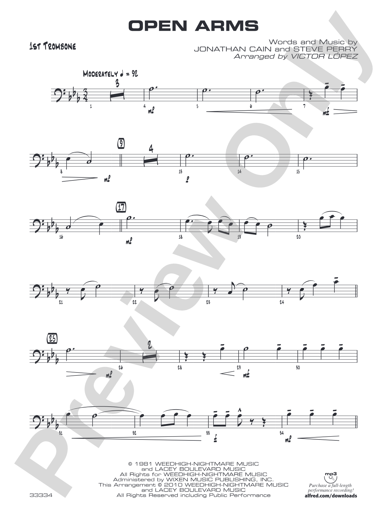 Open Arms: 1st Trombone