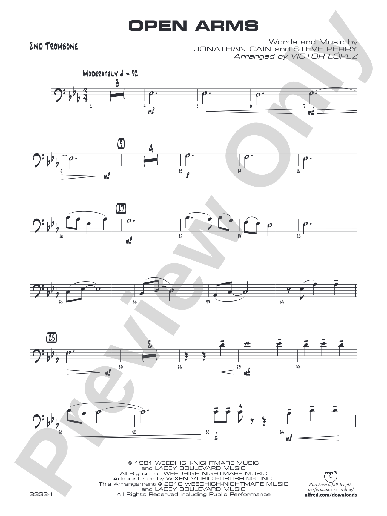 Open Arms: 2nd Trombone