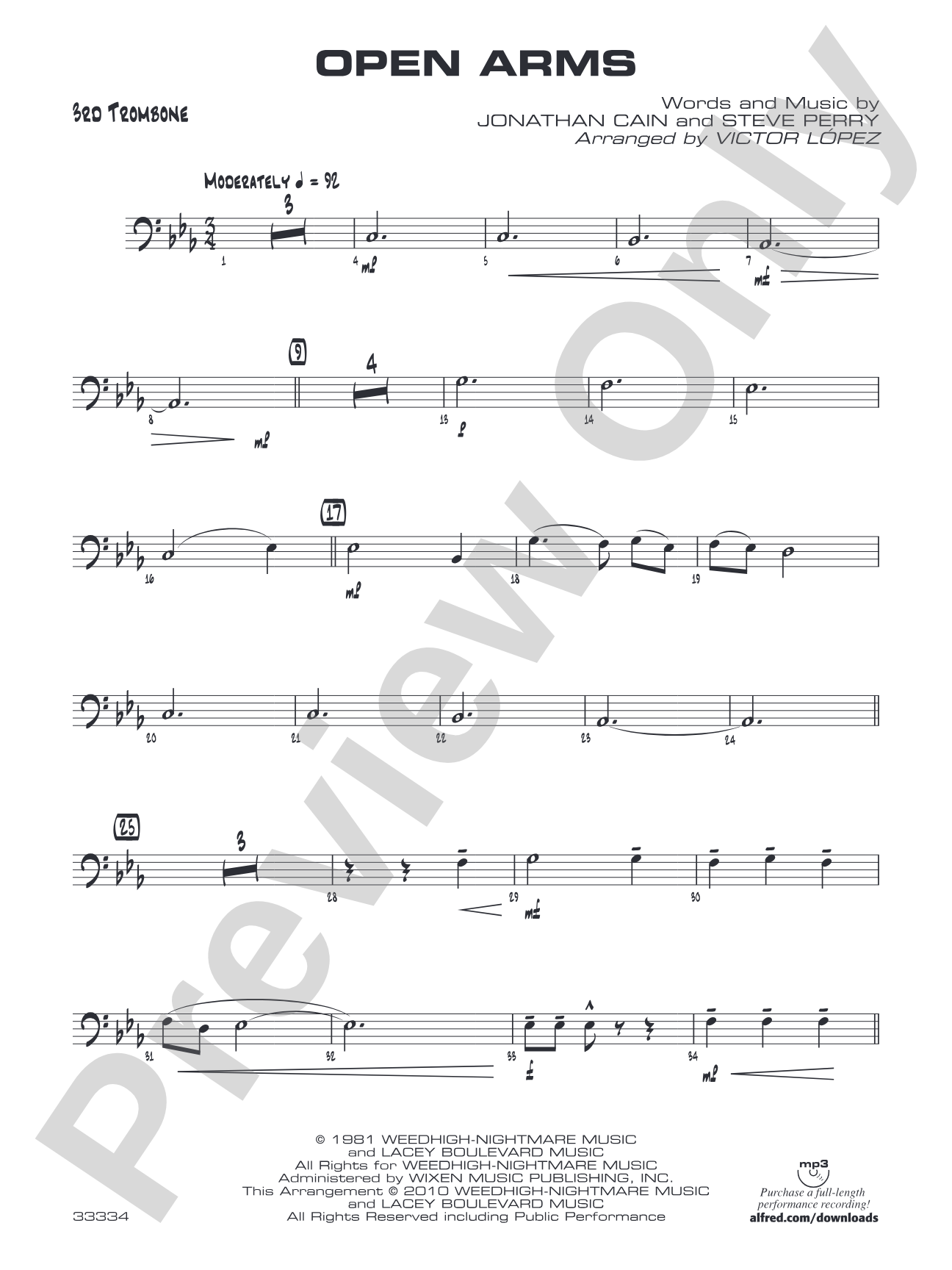 Open Arms: 3rd Trombone