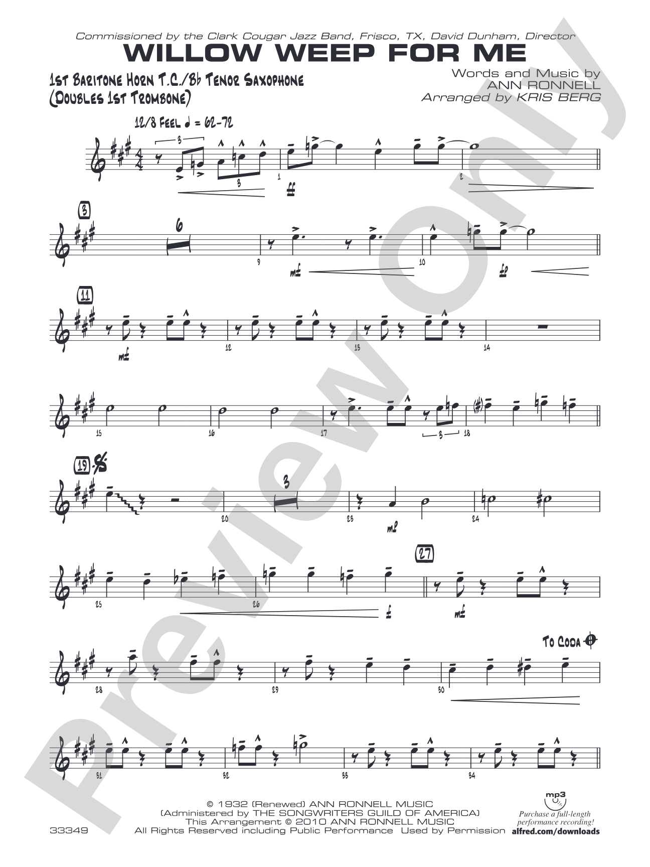 Willow Weep for Me: Baritone T.C.