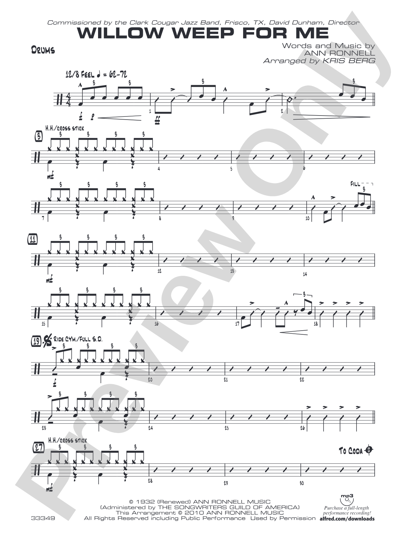Willow Weep for Me: Drums