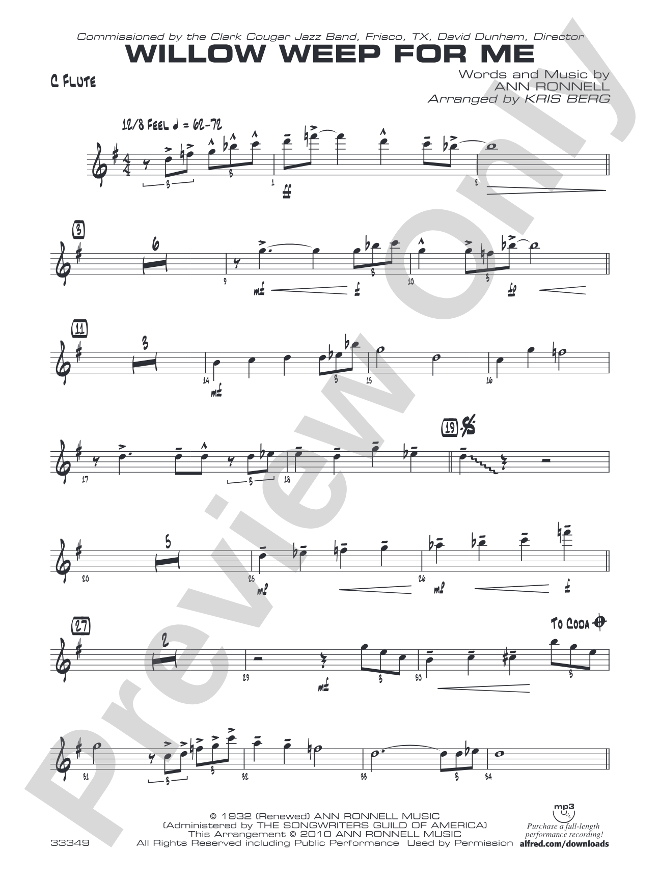 Willow Weep for Me: Flute
