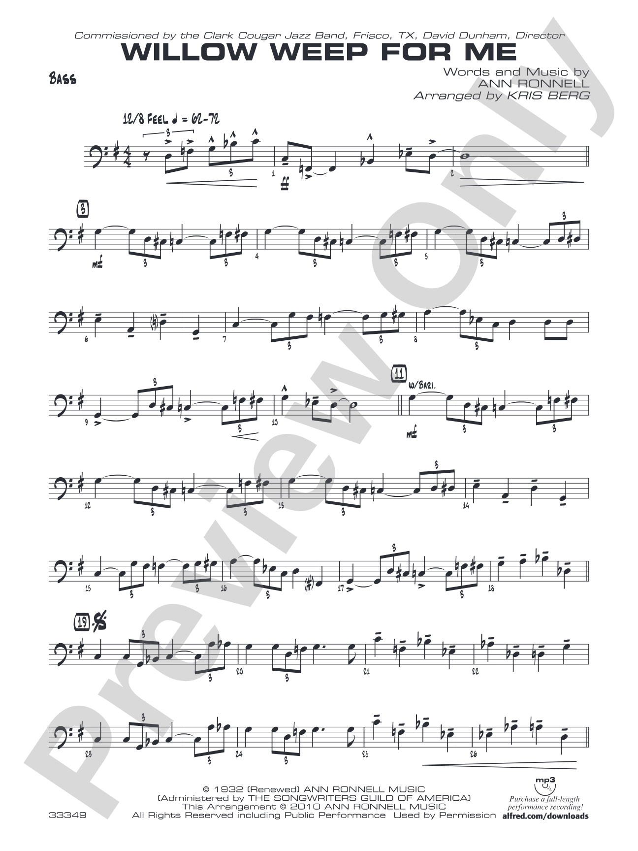 Willow Weep for Me: String Bass