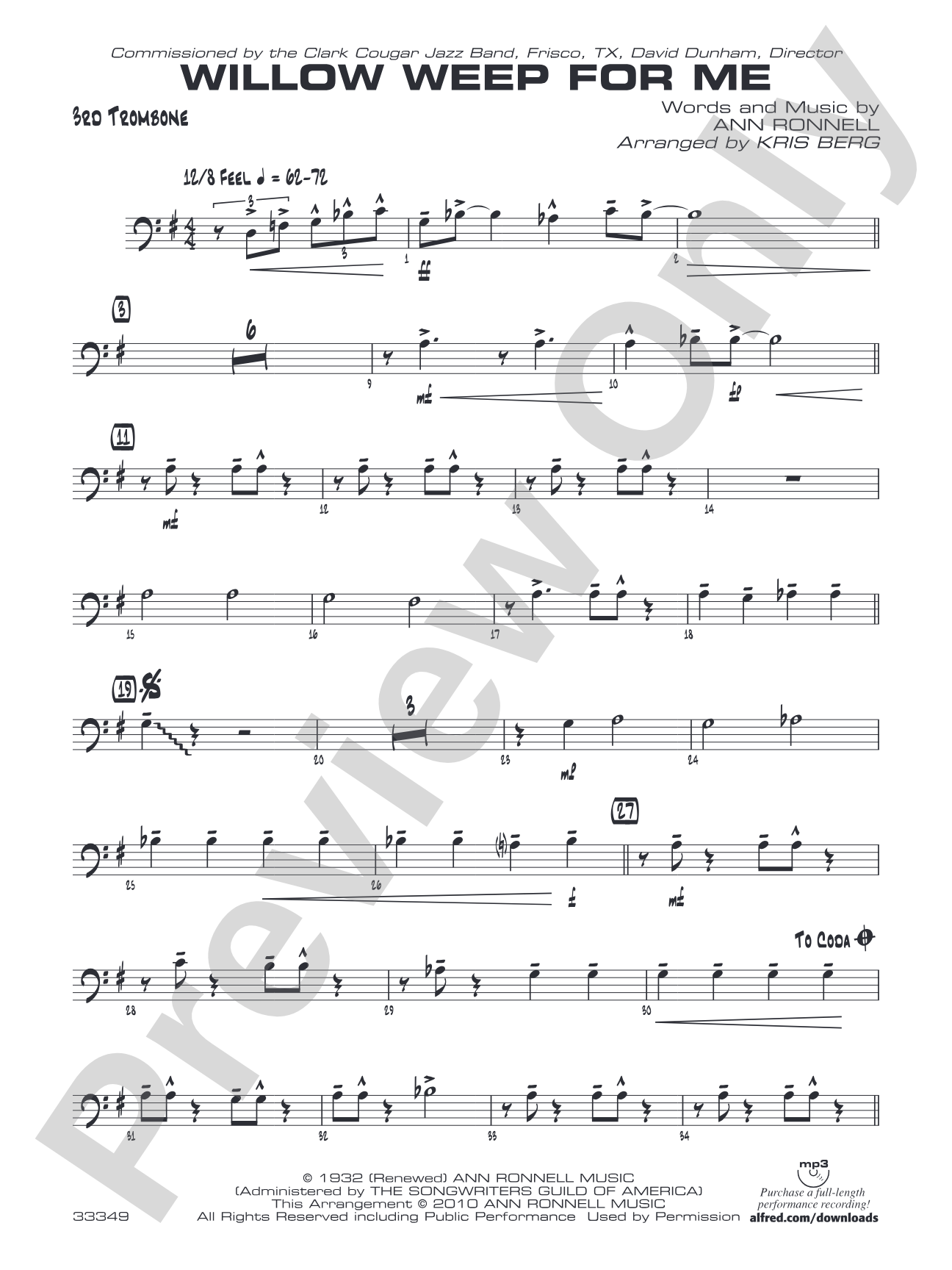 Willow Weep for Me: 3rd Trombone